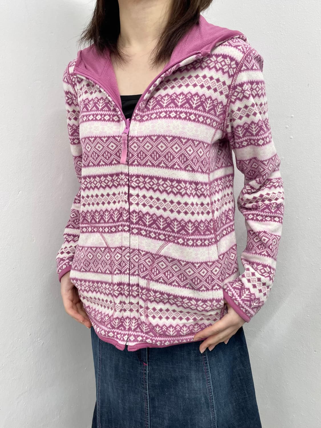 니혼진 핑크 노르딕 플리스 집업 상품이미지2