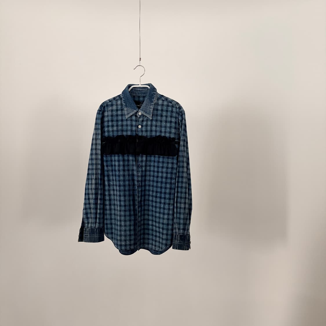 Washed Denim Frill Blouse 상품이미지8