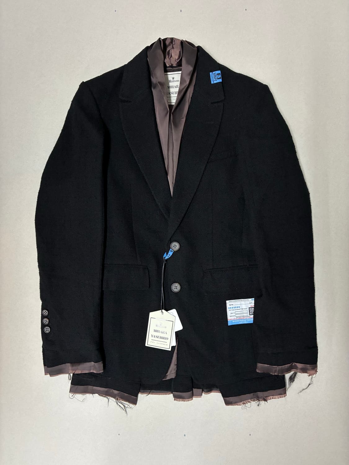 (W)미하라 야스히로 레이어드 부클레 블레이져 자켓 블랙 36사이즈 상품이미지1