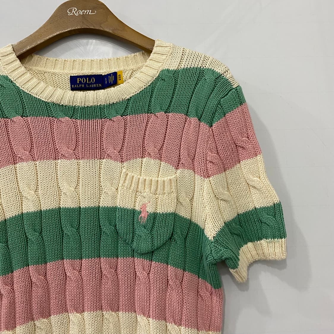  여성용 폴로 케이블 반팔 니트(S) 상품이미지3