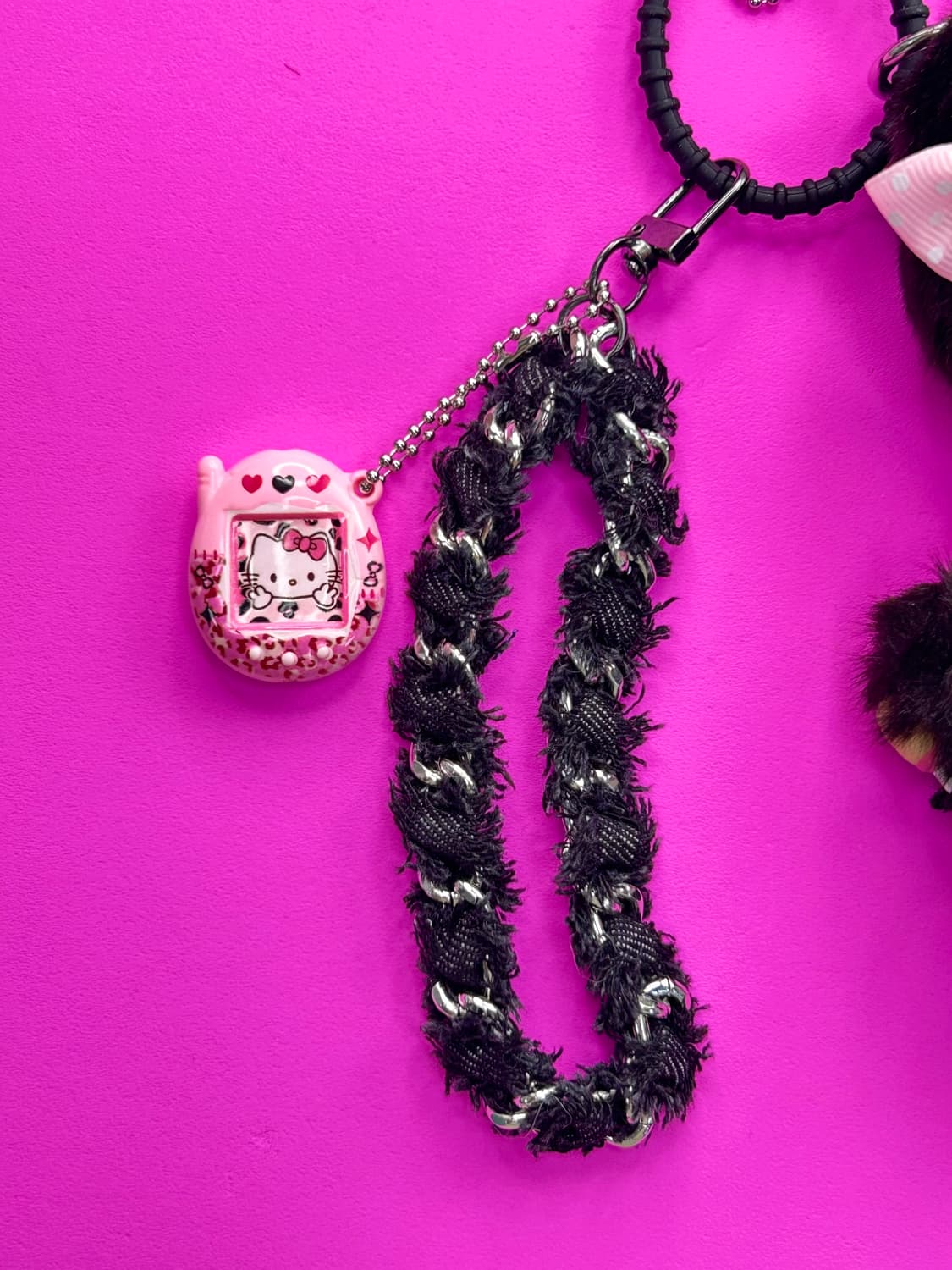 (87)💖정품몬치치커스텀키링키티무드😸핑크블랙리본🎀 상품이미지8