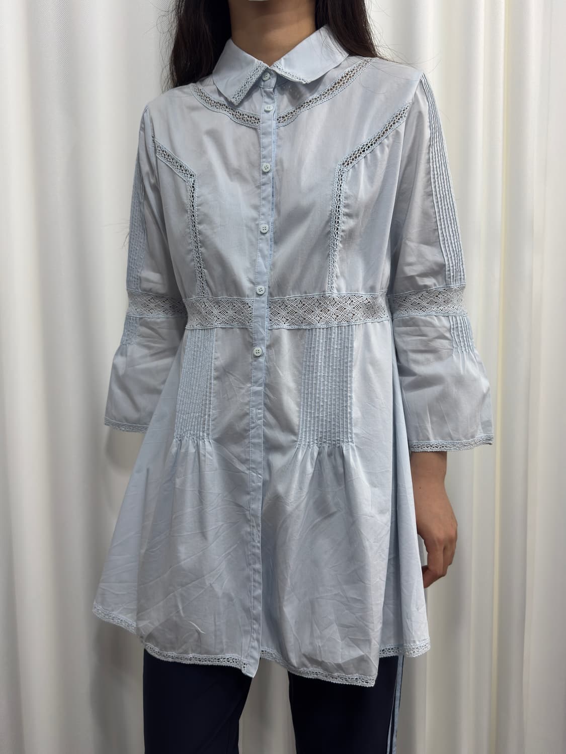 blue lace shirt 상품이미지5