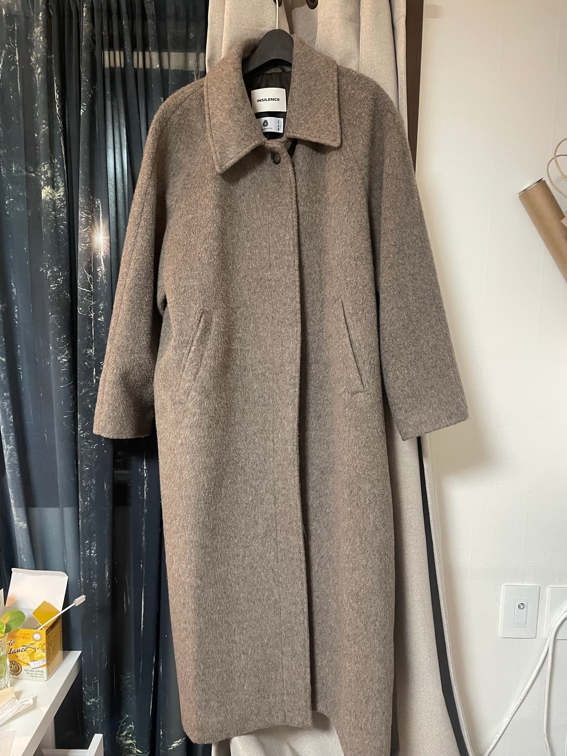 인사일런스 우먼 래글런 알파카 로브 코트 DUST BROWN 상품이미지6