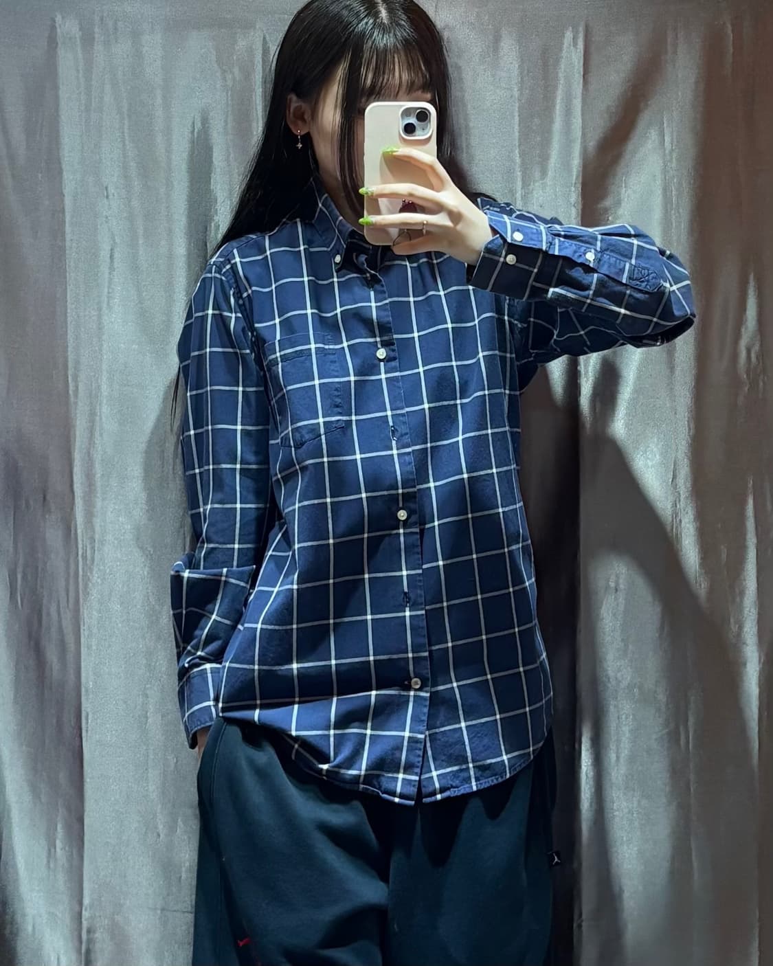 S Barbour 바버 네이비 원포켓 체크 셔츠 상품이미지1