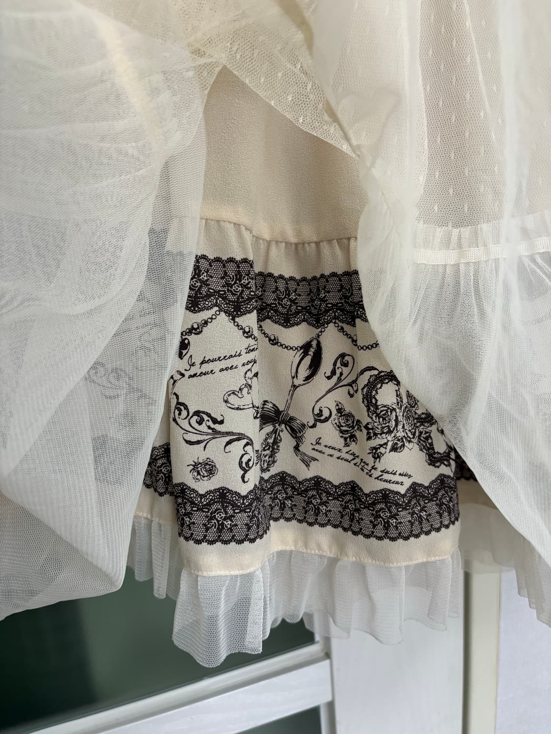 아이보리•베이지 도트 샤스커트 상품이미지5