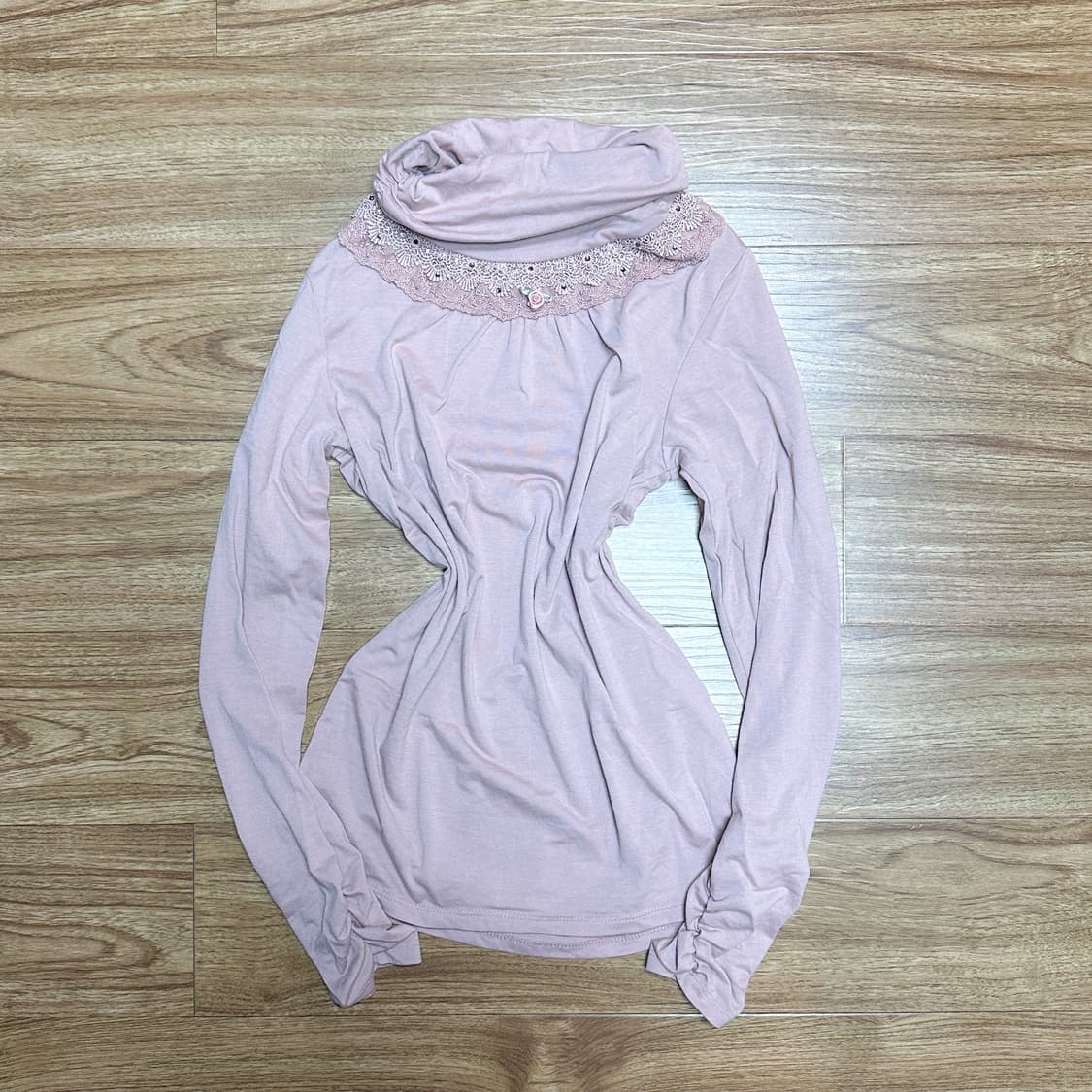 빈티지 핑크 리본 긴팔 티셔츠 히메갸루 로걀 라떼 모리걸 발레코어 고딕 상품이미지1