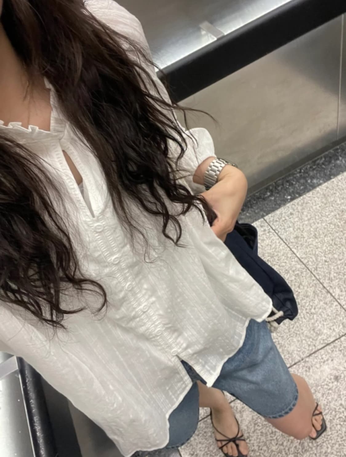 데일리쥬 론니브 버뮤다 5부 하프 데님 팬츠 흑청중청연청S 일괄 상품이미지4