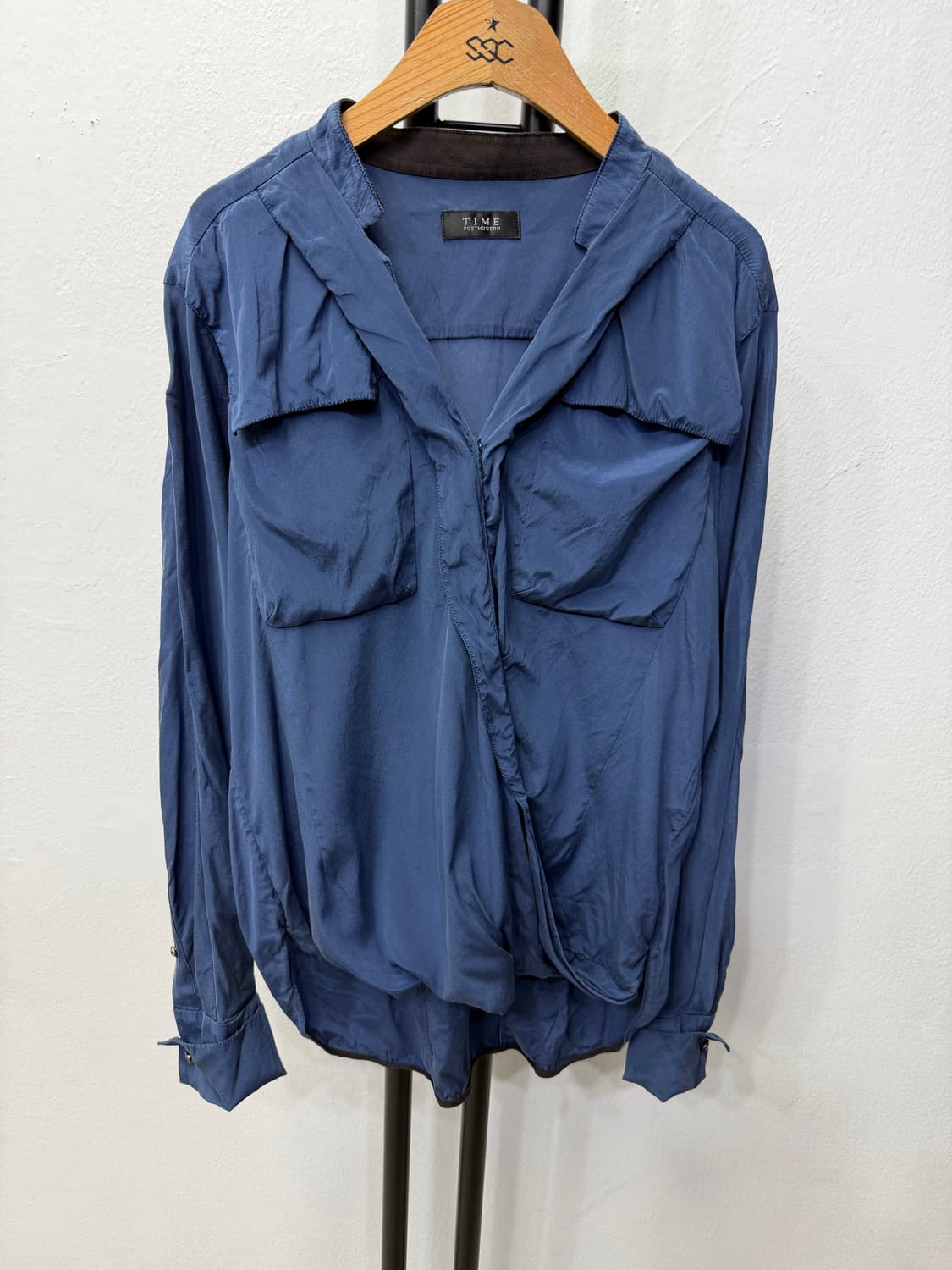 정품) TIME 타임 한섬 실크 블루 셔츠형 자켓 88 상품이미지1