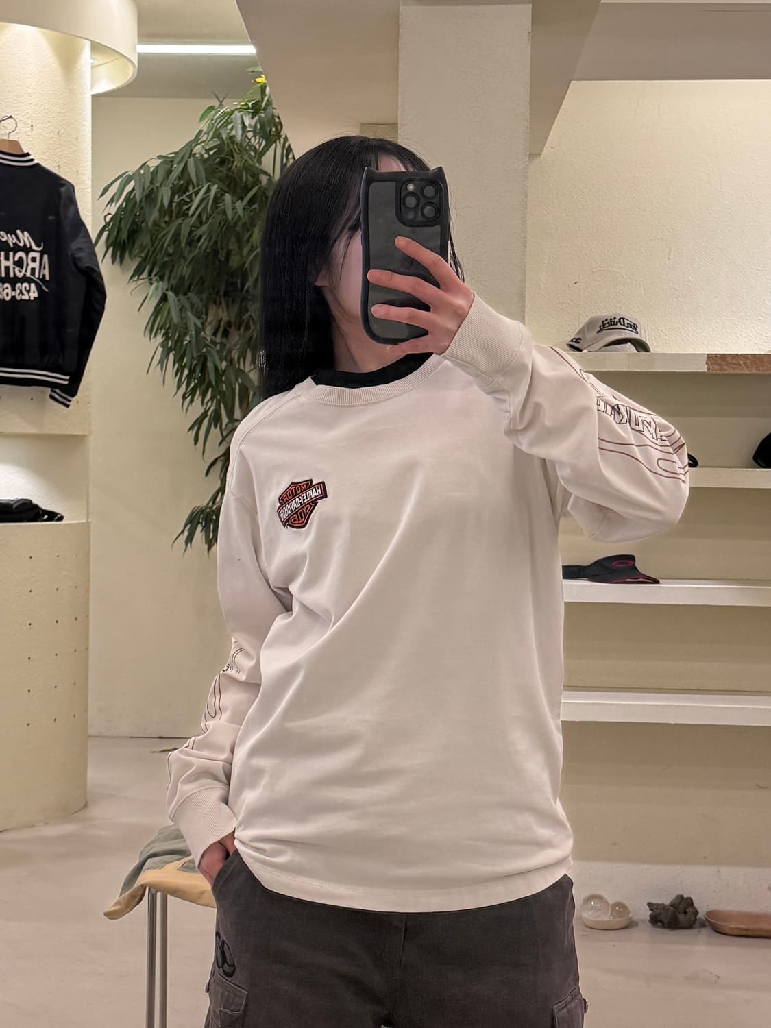 할리 데이비슨 플레임 빅로고 롱 슬리브 U142 상품이미지1