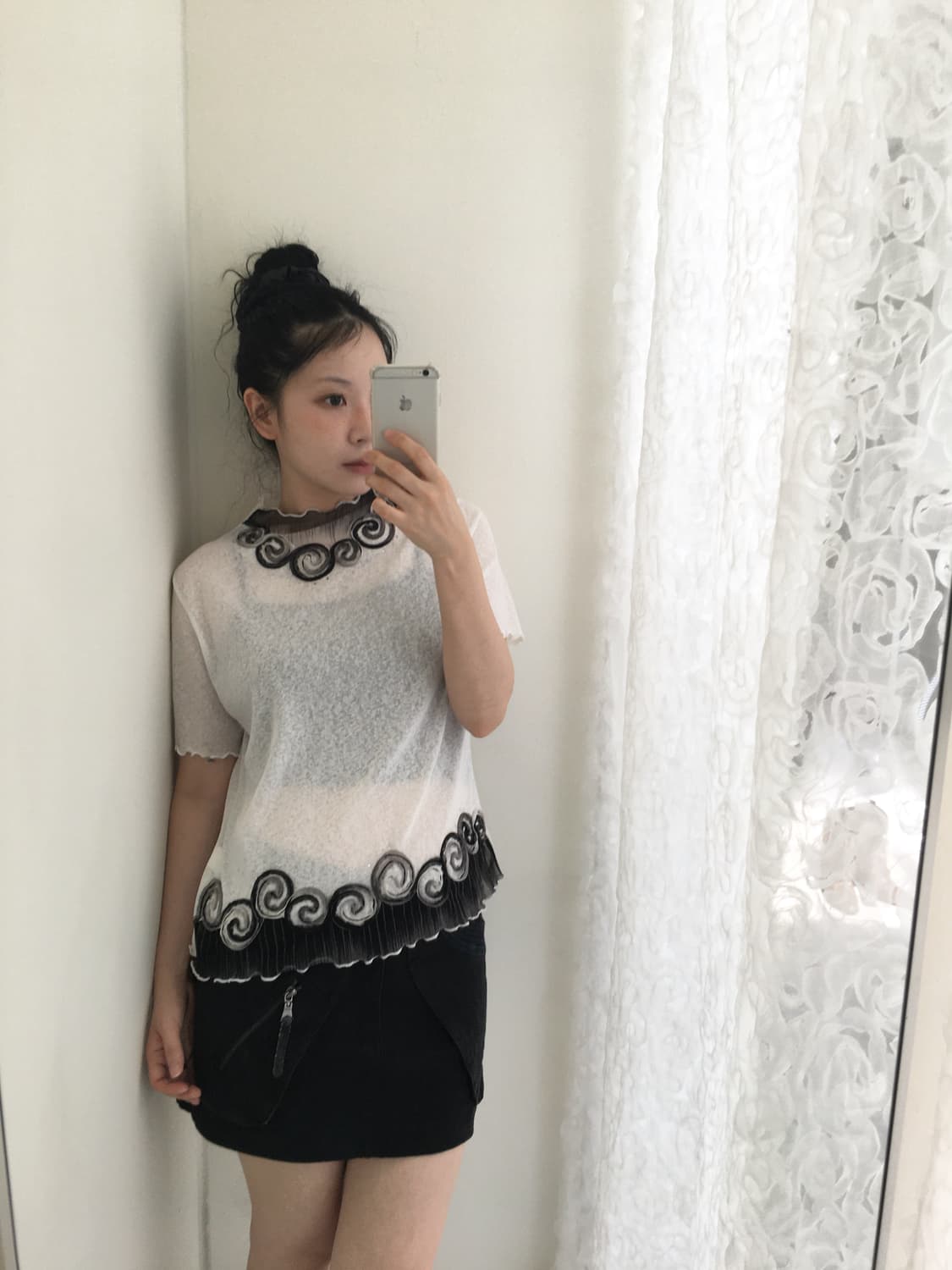 spiral mesh see-through top 상품이미지2