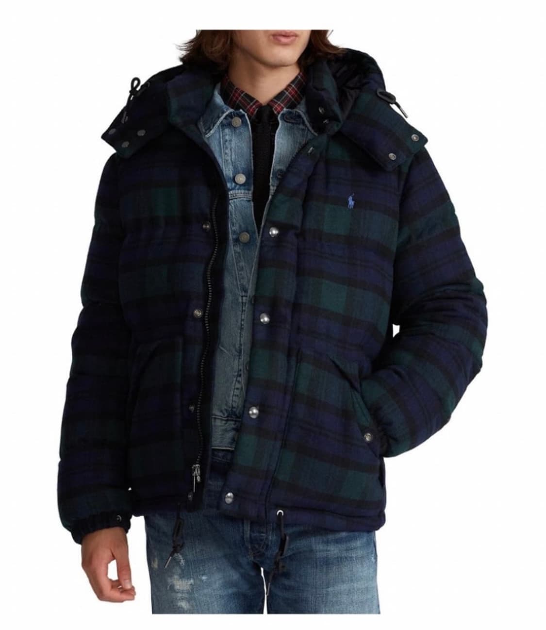 폴로 랄프로렌 블랙워치 타탄체크 패딩 L 상품이미지8