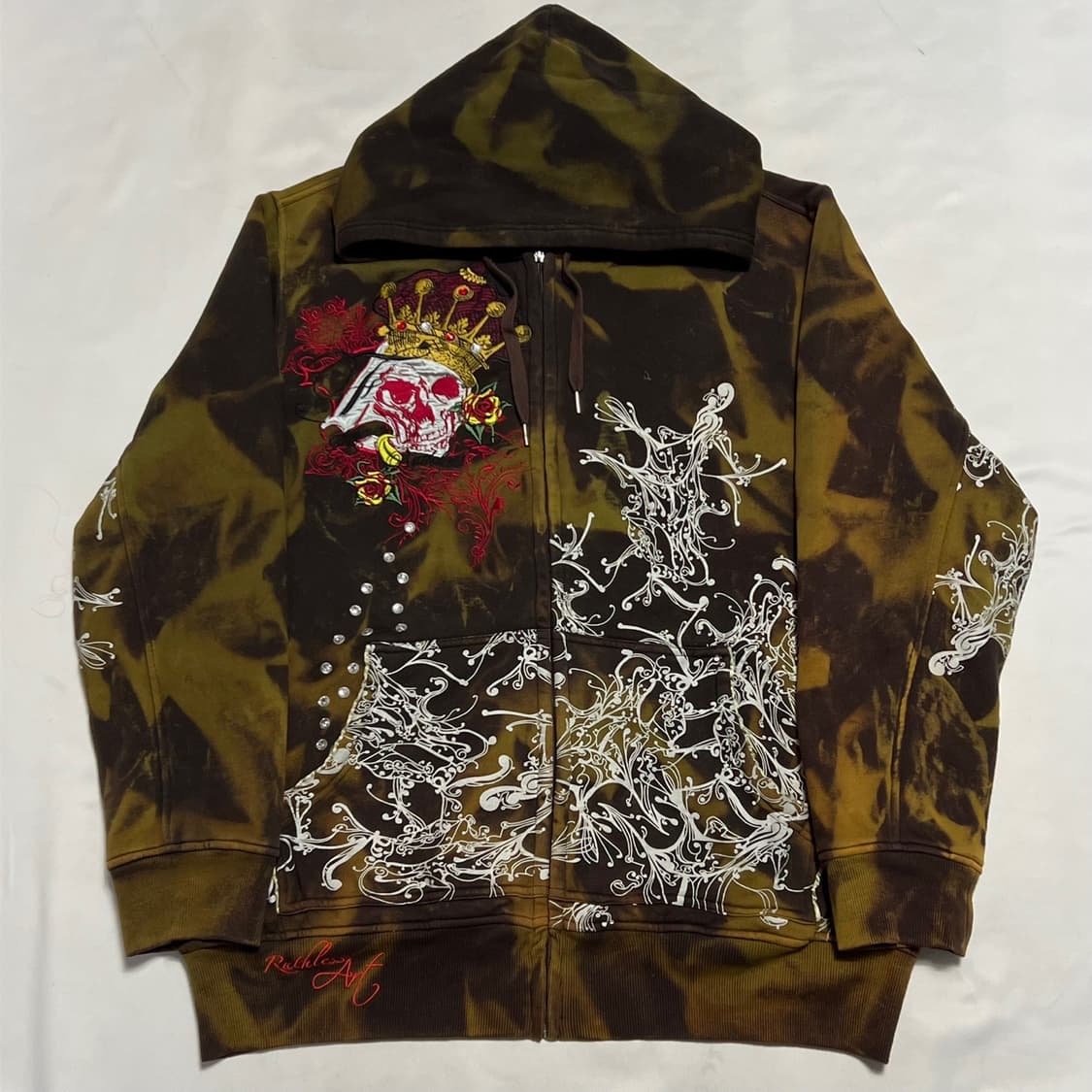 2XL 듀트 해골자수 보석 디테일 후드 집업 상품이미지2