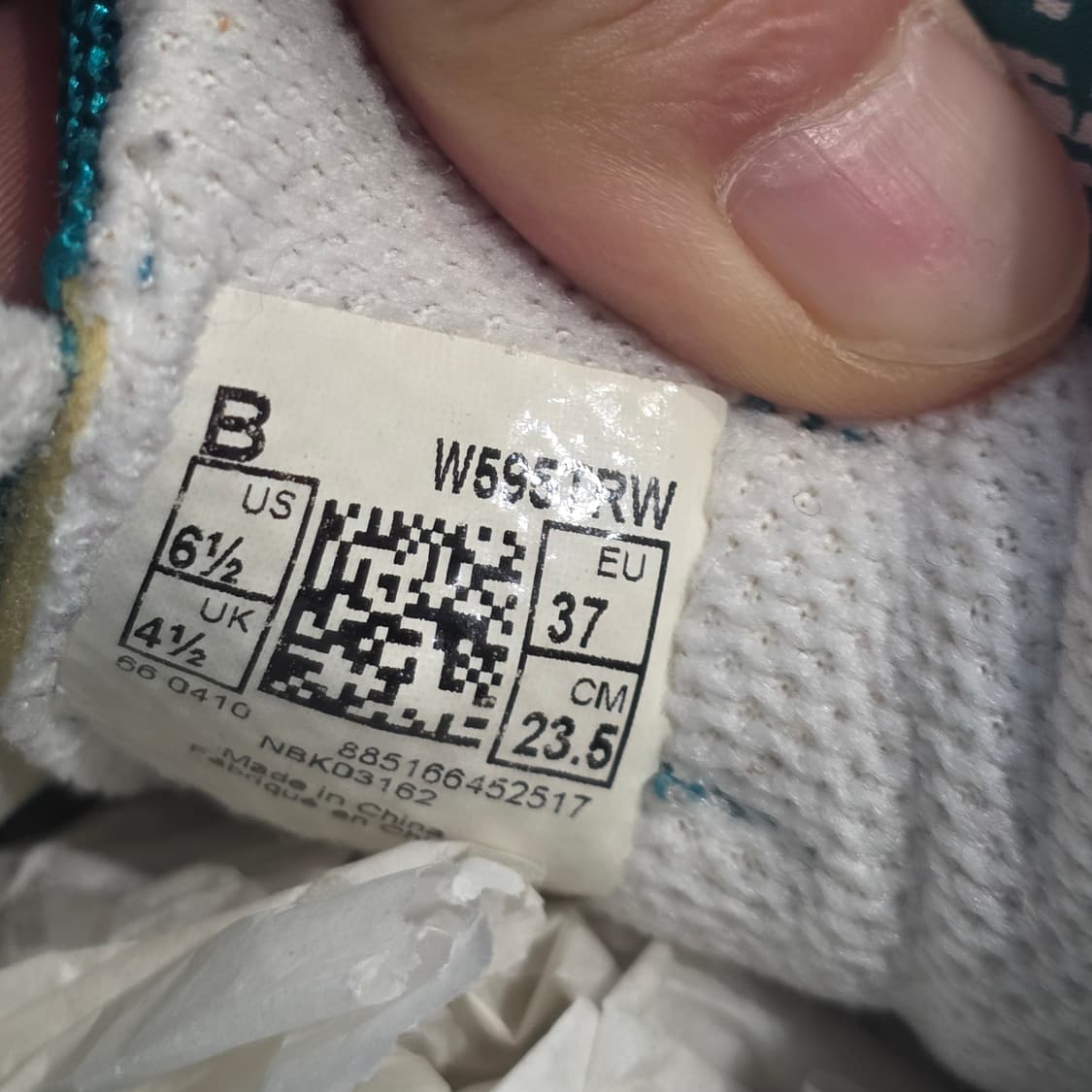 5q-5:뉴발란스 595 틸블루 오렌지 스웨이드 스니커즈 (23.5cm) 상품이미지10