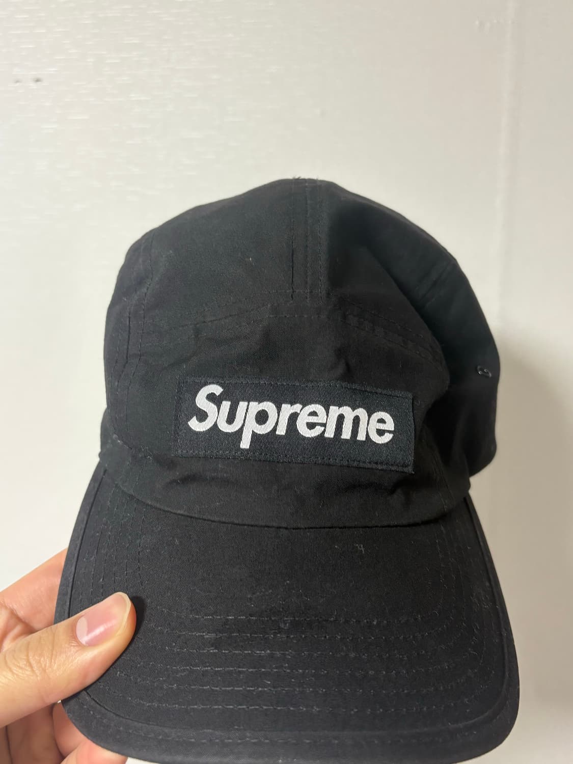21fw 슈프림 왁스트 코튼 캠프캡 블랙 상품이미지2