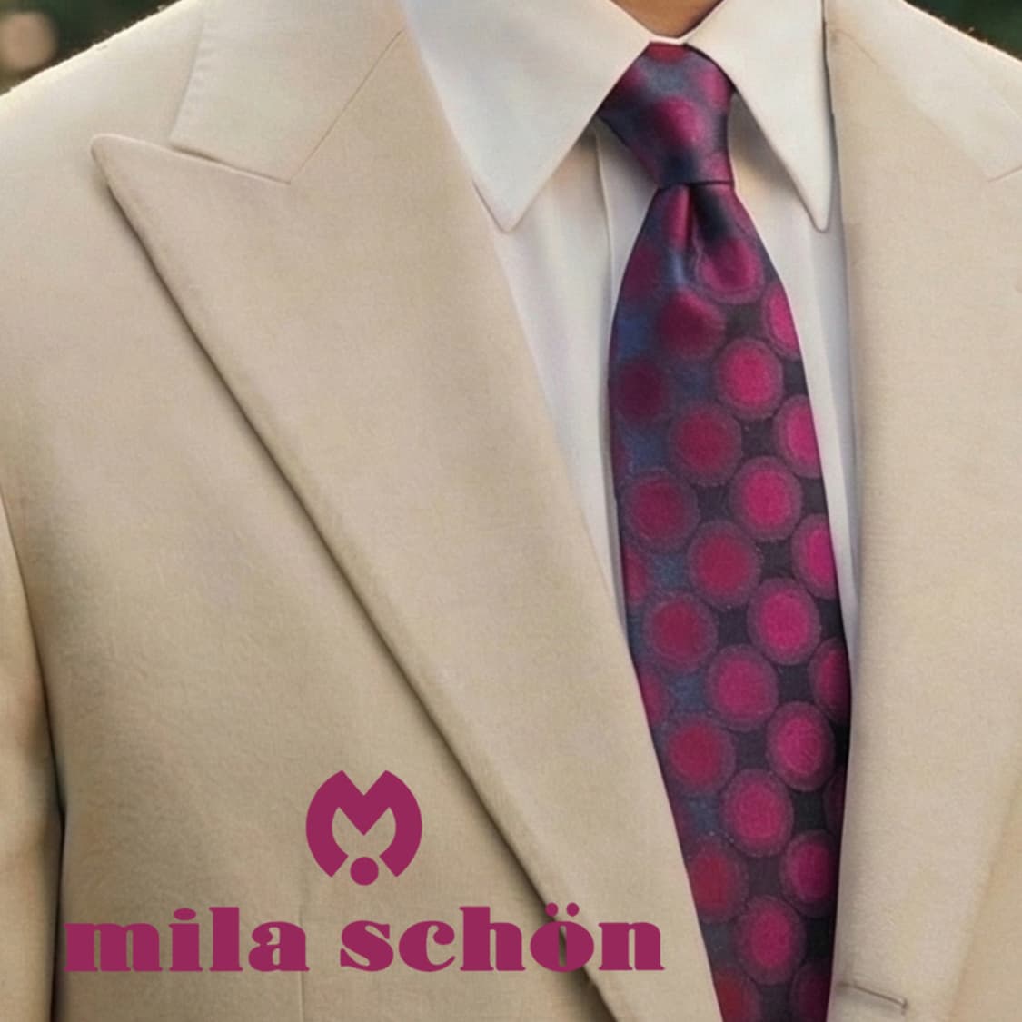 밀라숀 실크 퍼플 도트 패턴 넥타이 9.4cm A등급 E704 상품이미지1