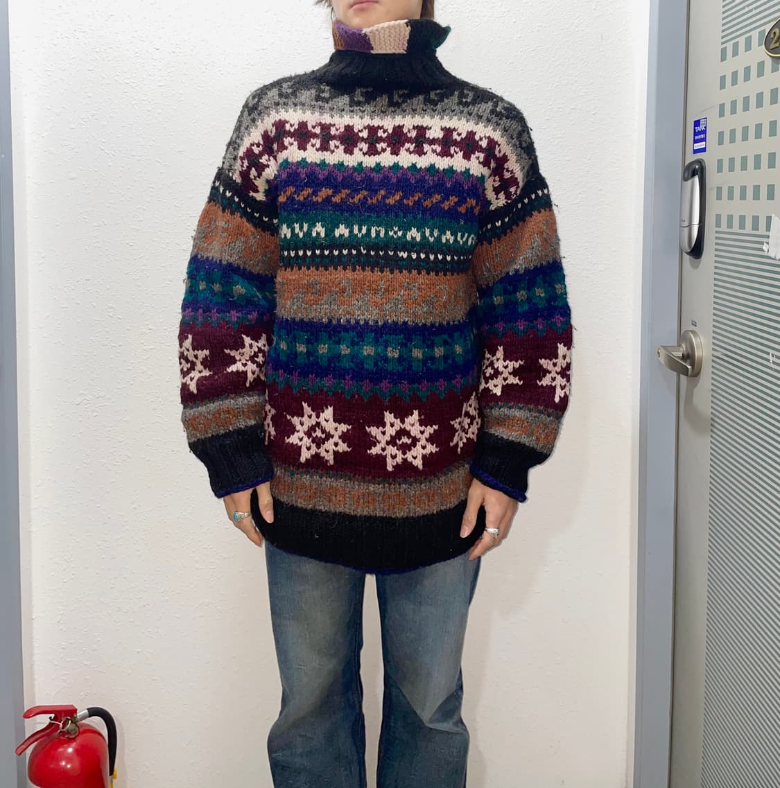 빈티지 해비울 에스닉 히피 터틀넥니트 상품이미지1