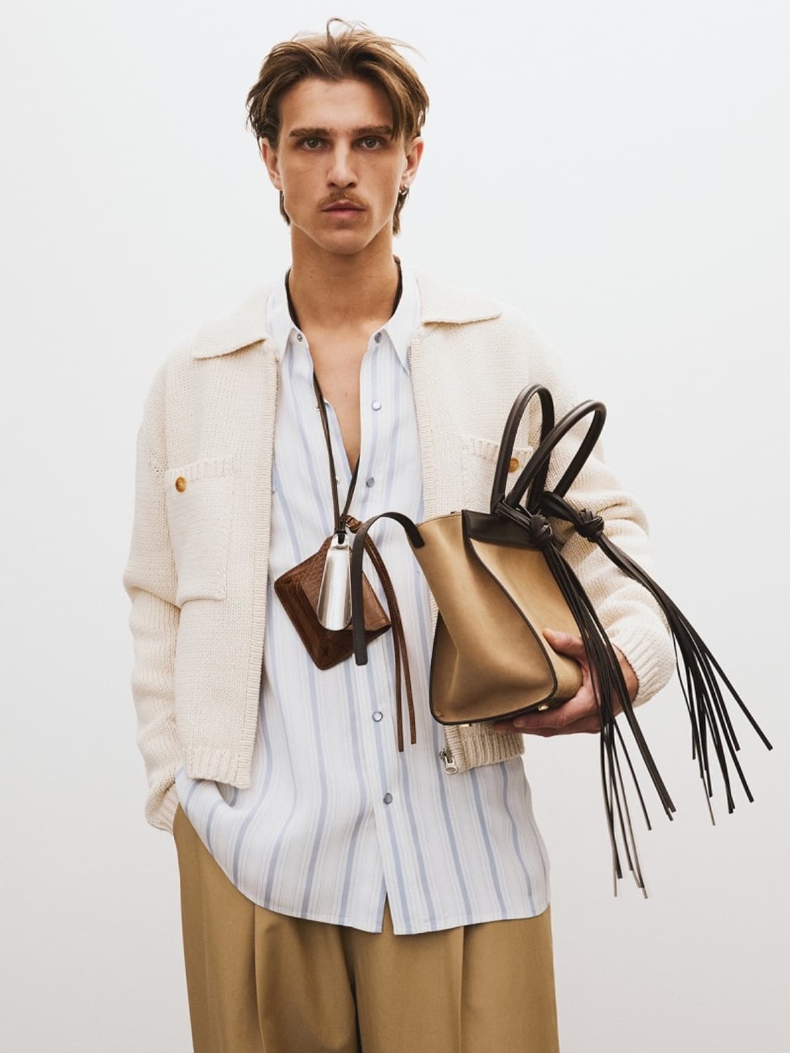 렉토 이비자 캔버스 라지 토드백 스웨이드 탄 상품이미지3