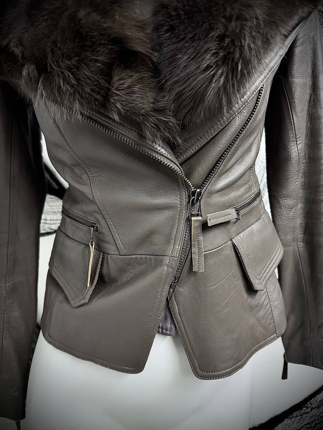 00s fur leather jacket 상품이미지3