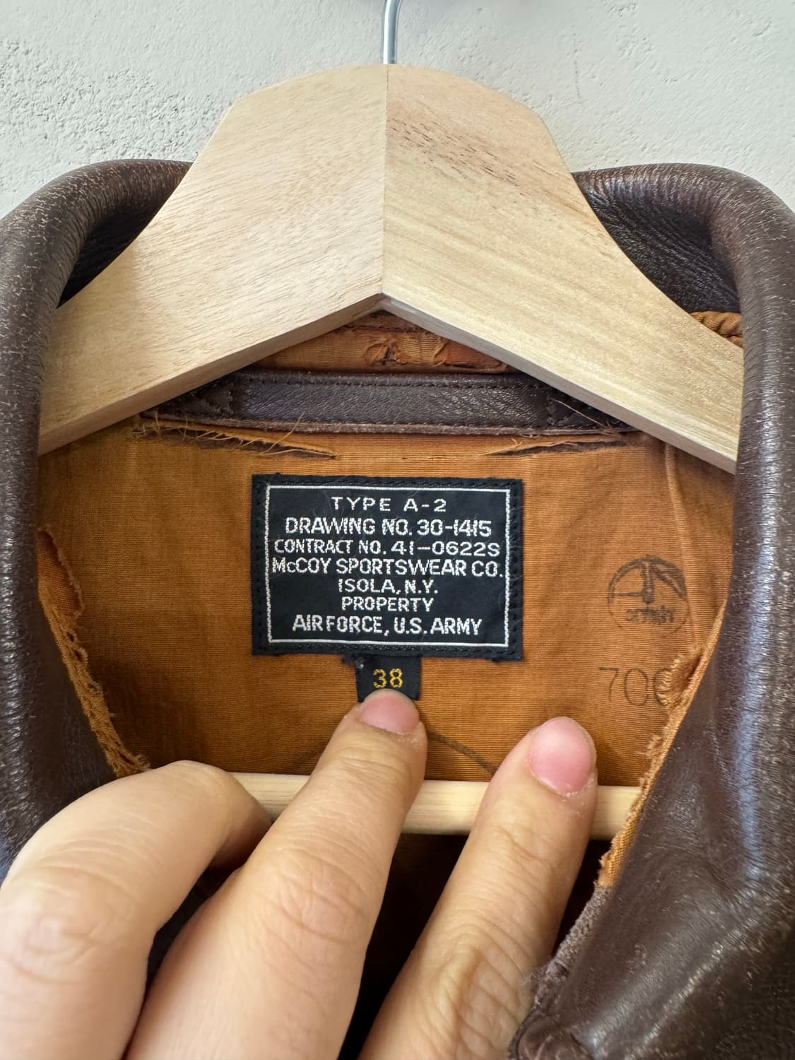 구 리얼 맥코이 A-2 레더 자켓 38(실측40) 상품이미지4