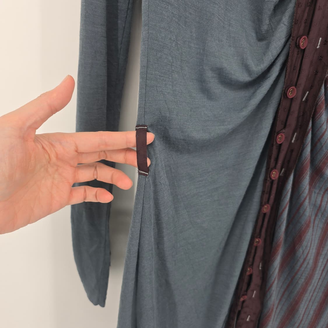 ONE STEP 울 혼방 배색 스트라이프 원피스 빈티지 슬림핏 상품이미지9