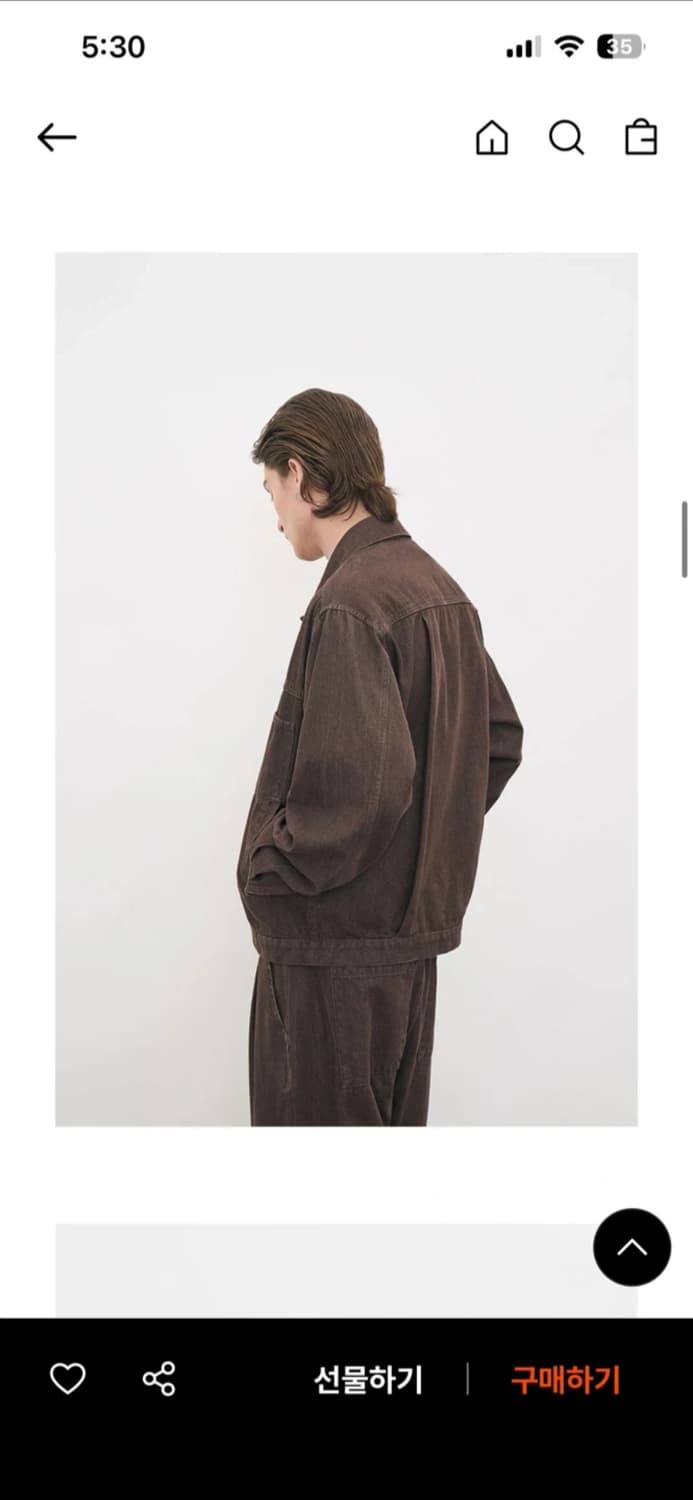 새상품) 파르티멘토 워시드 데님 트러커 자켓 브라운 M 상품이미지2