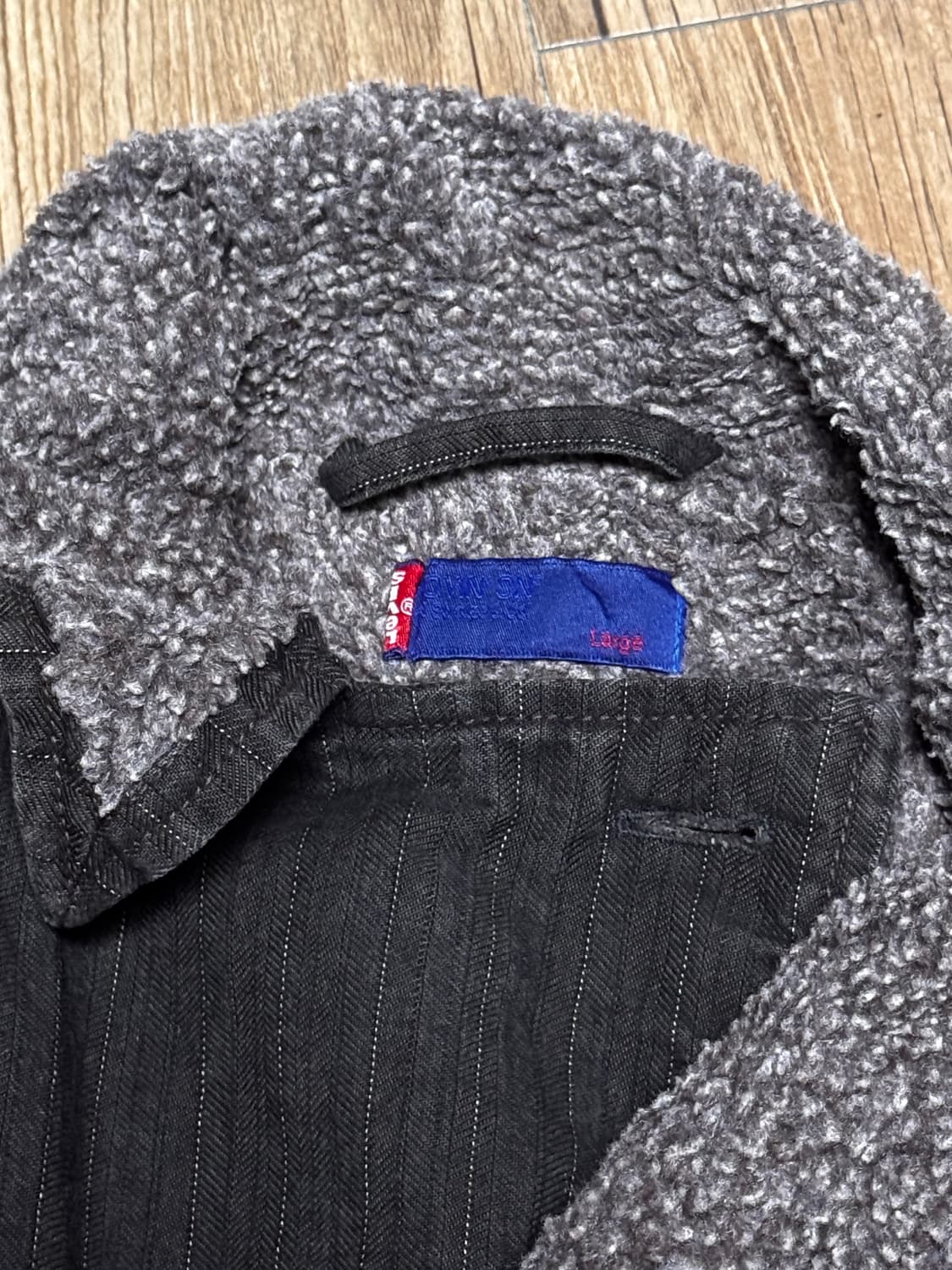 [L] 리바이스 핀스트라이프 데님 쉐르파 코트 상품이미지4