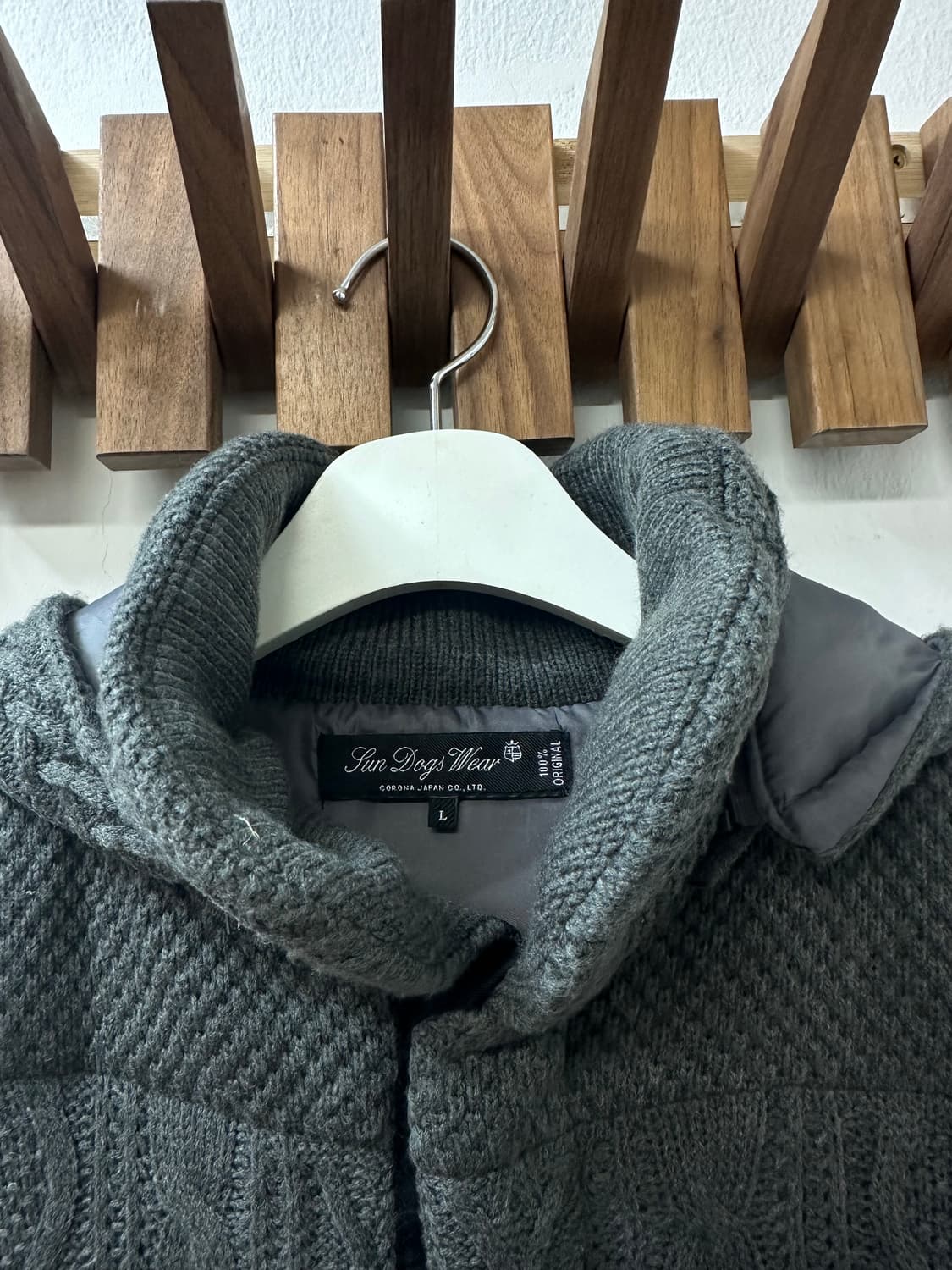 일본빈티지 케이블 니트 패딩 포켓 후드 베스트 상품이미지4