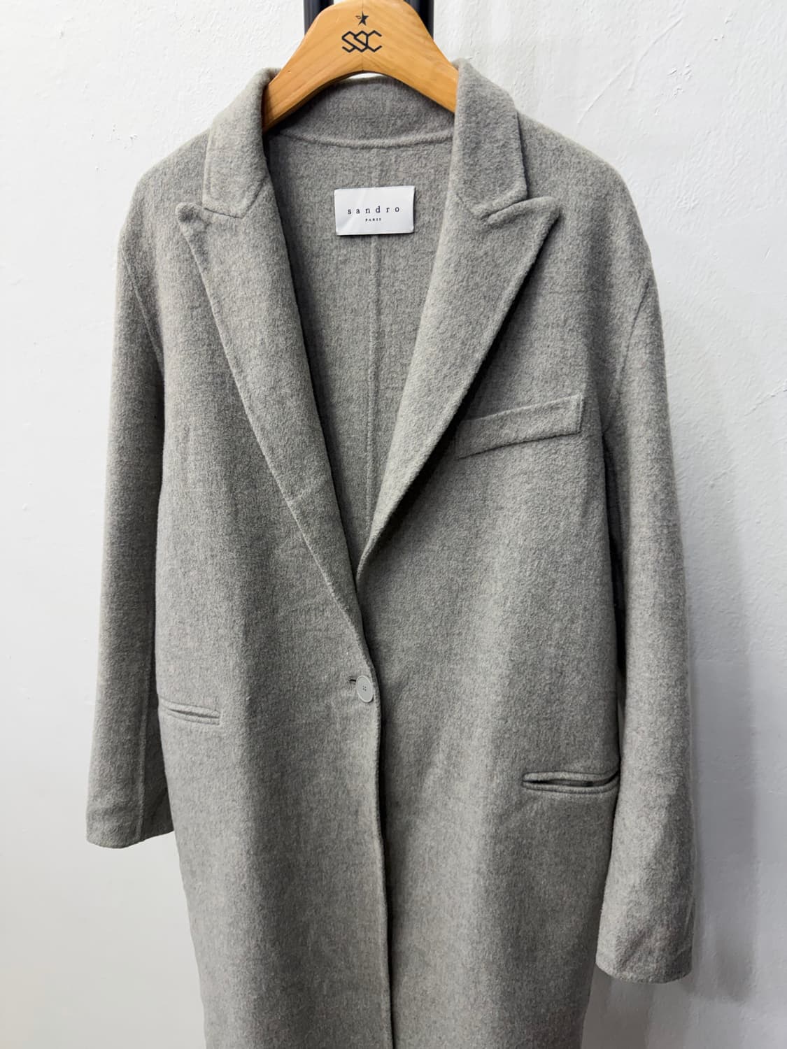 정품) 산드로 여성 간절기 그레이 코트 36 상품이미지3
