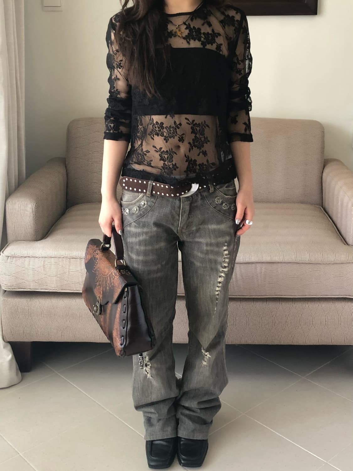 pearl lace top 상품이미지1