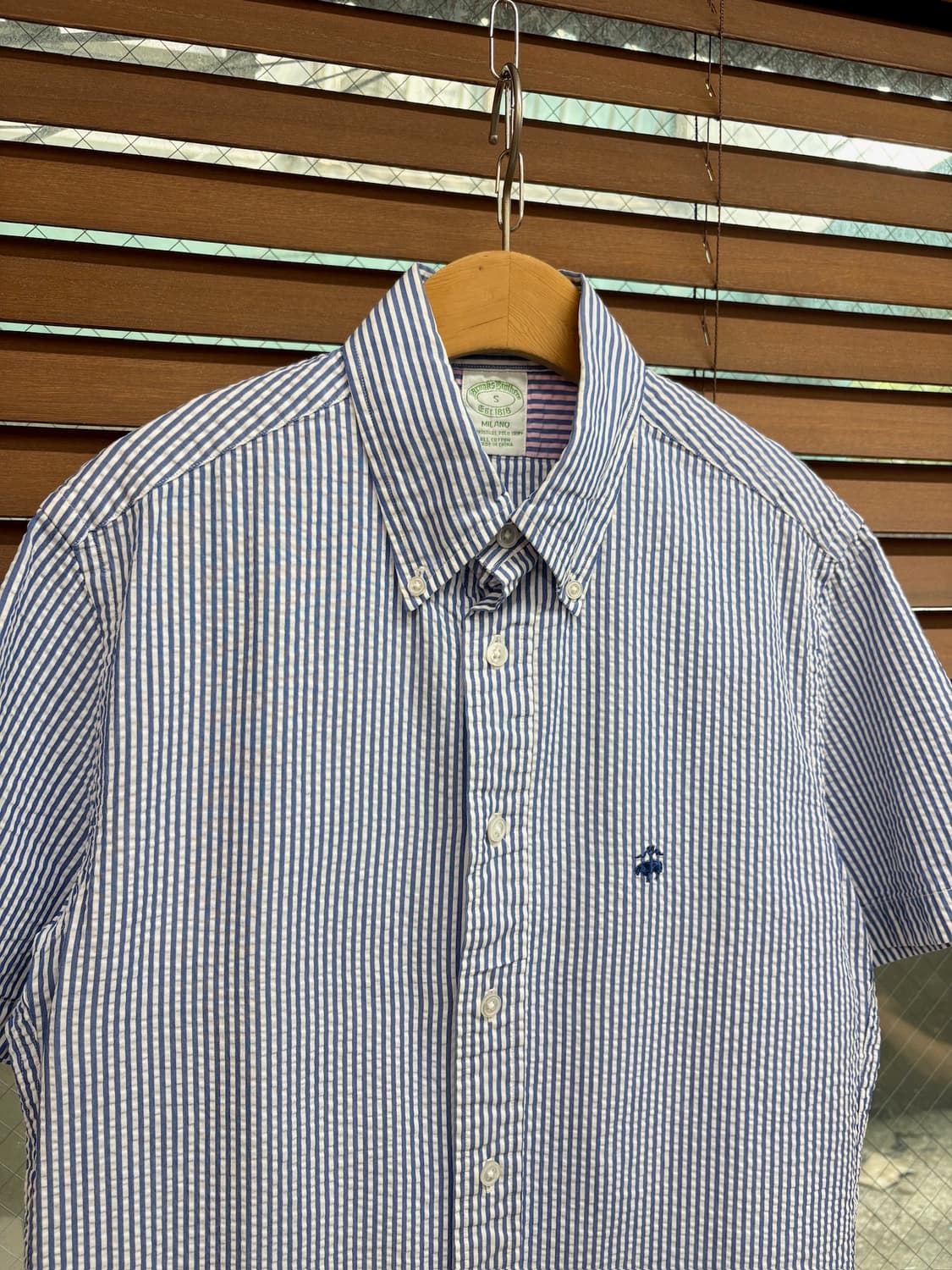 Brooks Brothers 브룩스브라더스 코튼시어서커스트라이프 반팔셔츠 상품이미지2
