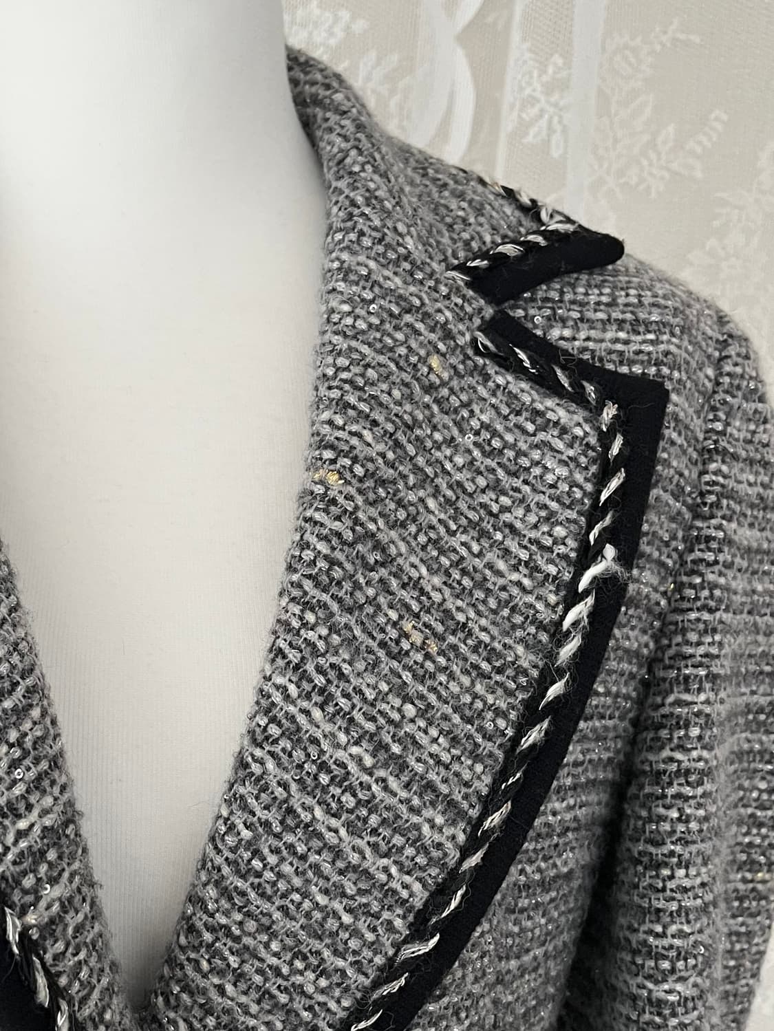 44) 한섬 오브제 트위드 코트 그레이 상품이미지5