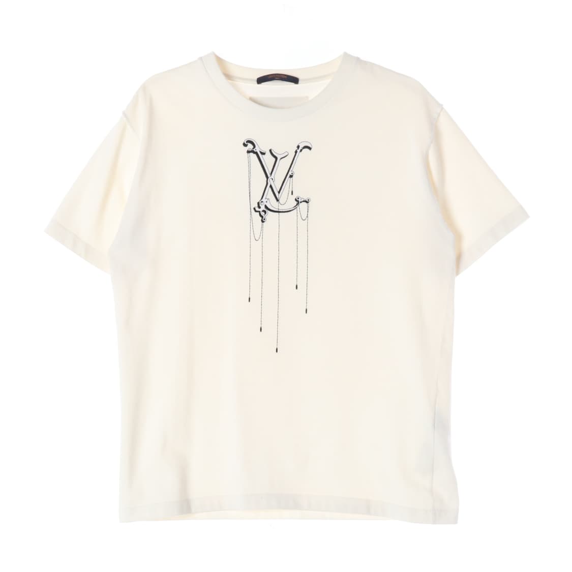 루이비통 펜던트 자수 코튼 반팔 티셔츠 공용 M 상품이미지1