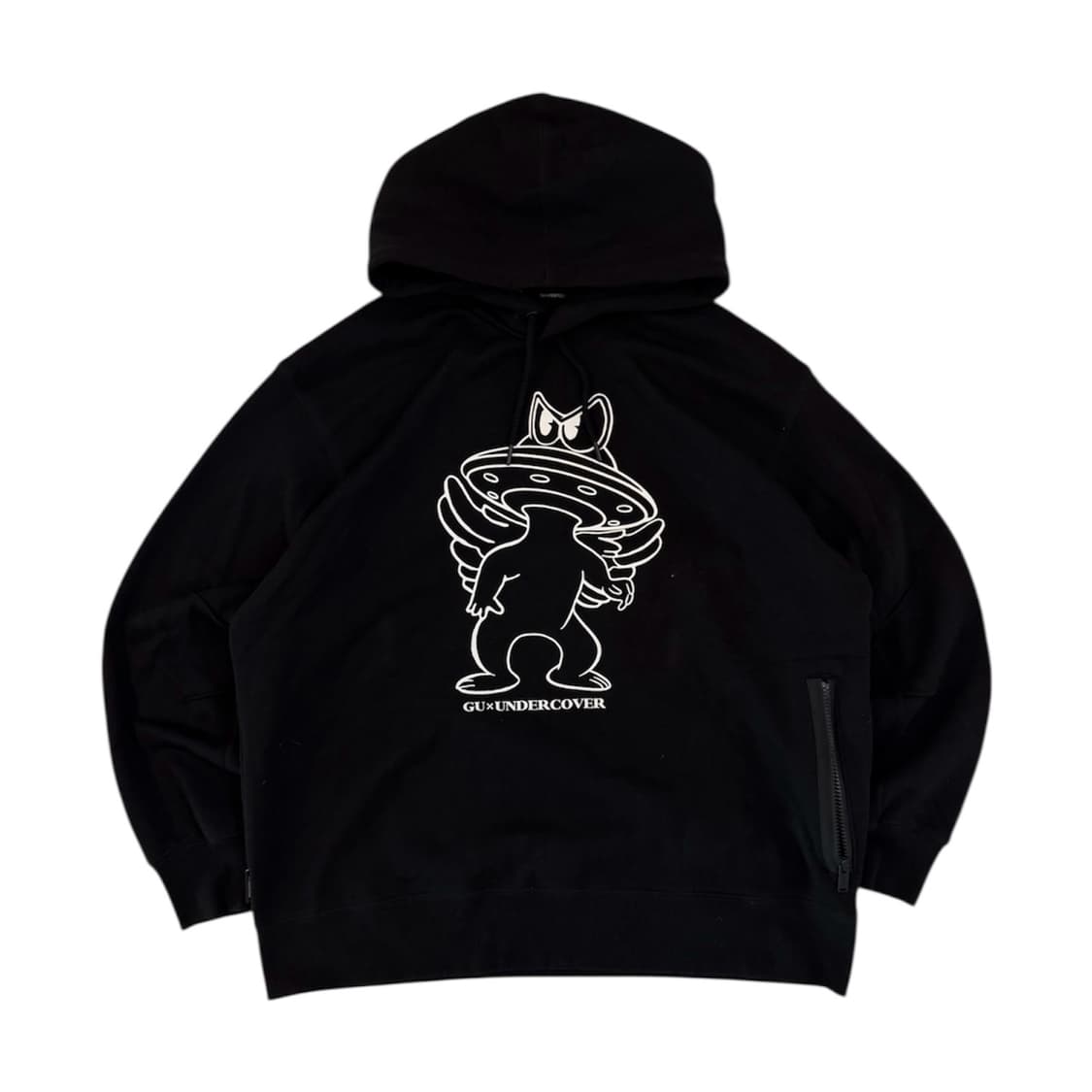 언더커버 X GU 지퍼 디테일 후드티 블랙 상품이미지1