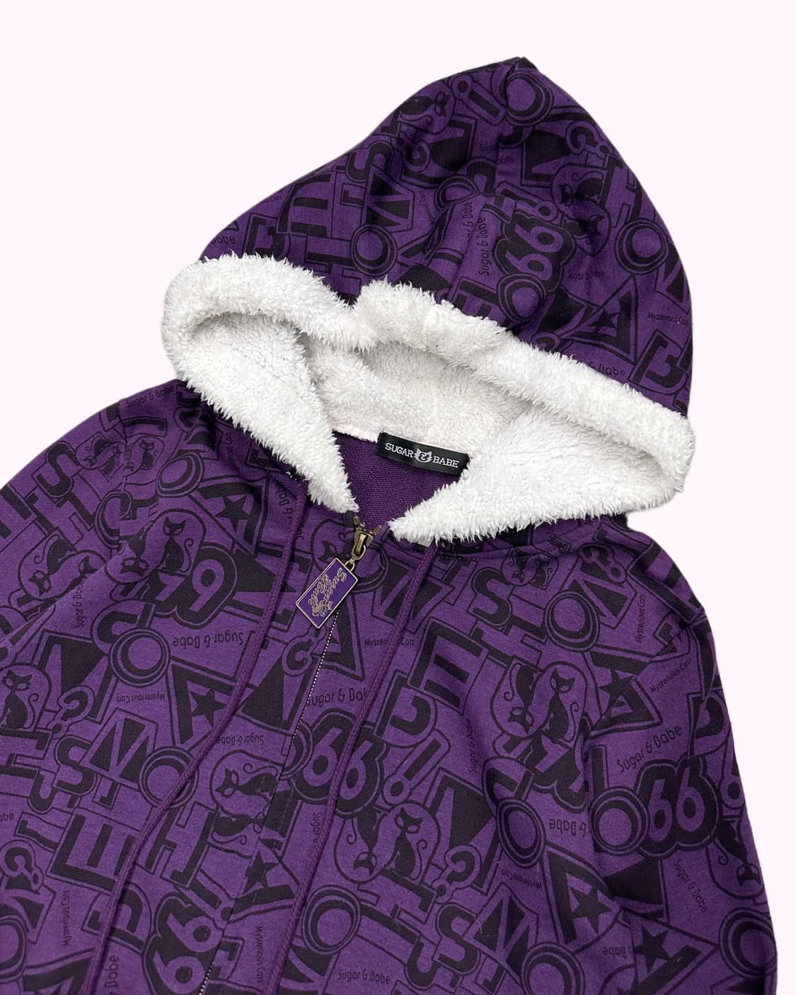 SUGAR BABE violet pompom hood zip-up 상품이미지2
