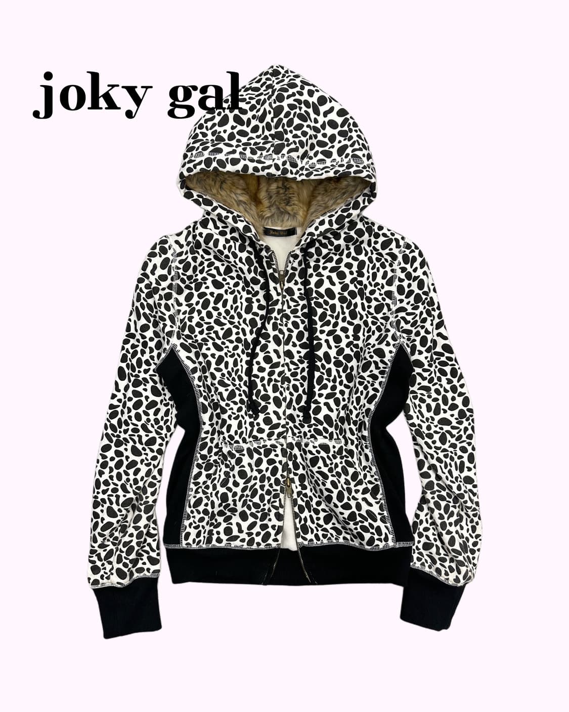 JOKY GAL leopard fur hood zip-up 상품이미지1