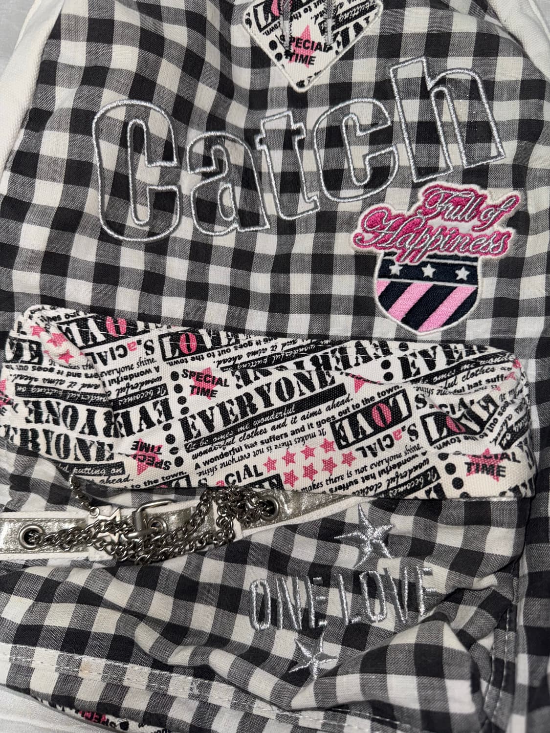 Y2K 니혼진 모리걸 핑크 체크 딸기우유 백팩 히메갸루 상품이미지3