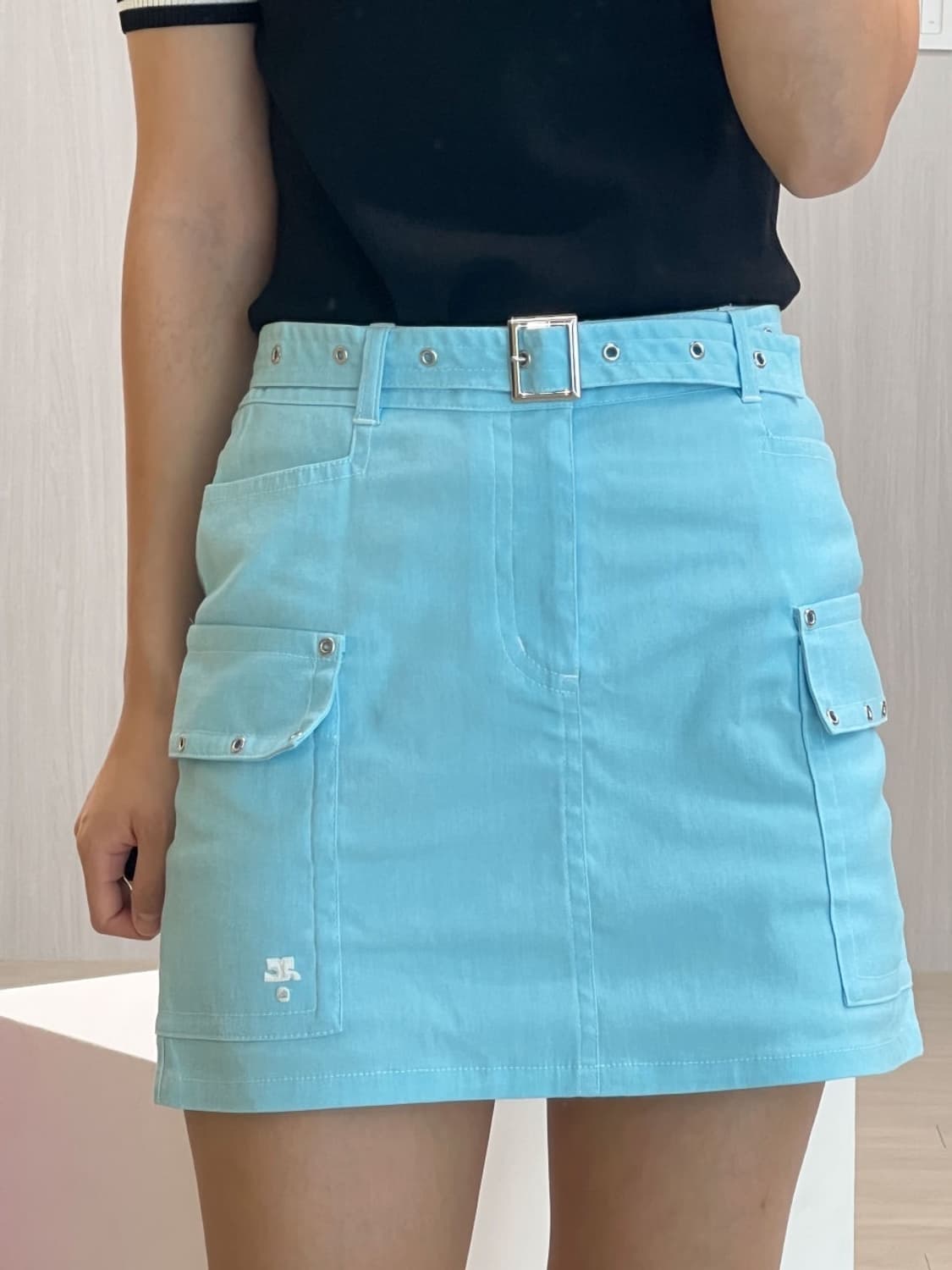 [새상품] courreges / 꾸레쥬 스카이블루 미니스커트  상품이미지10