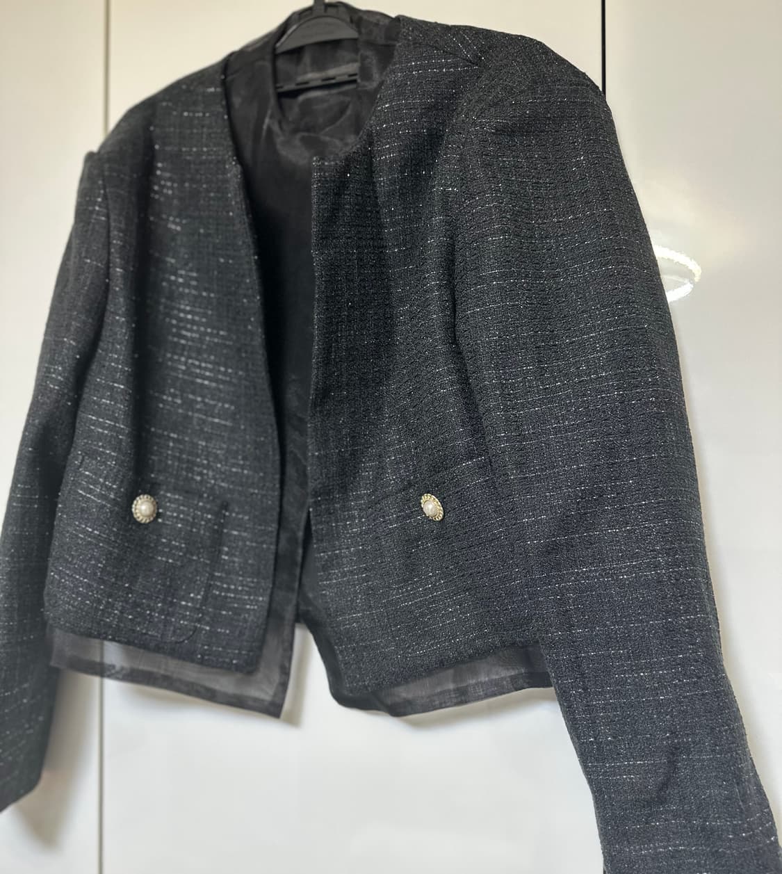 블랙 트위드 오간자노카라 자켓 상품이미지5