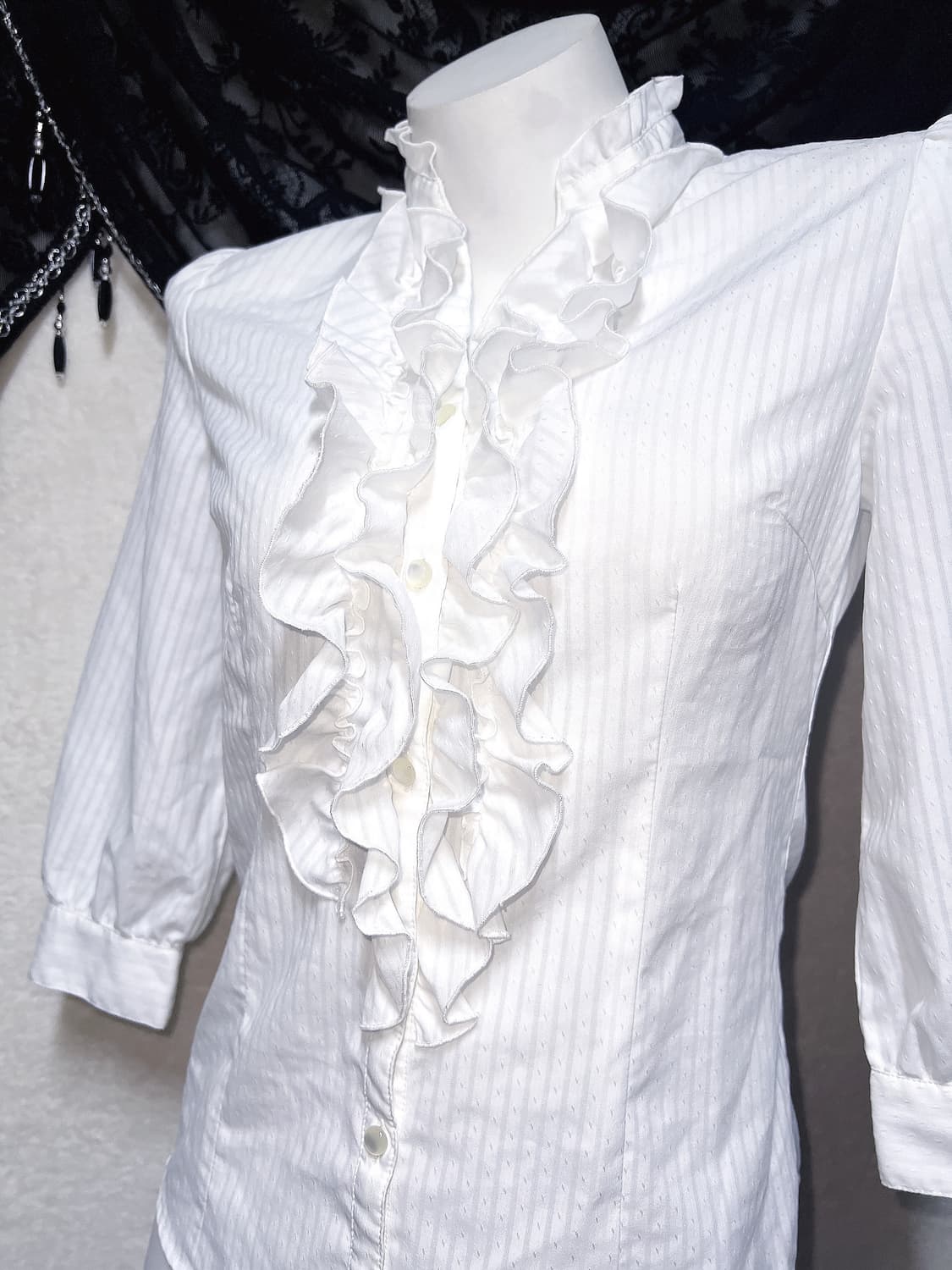 공겜여주 로맨틱고딕 갸루 화이트 프릴러플 블라우스 로걀탑 핀터 대장 일브 상품이미지8