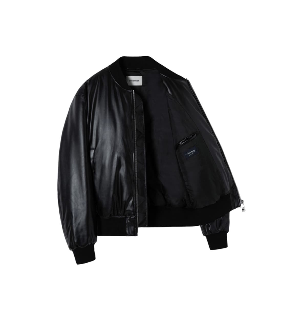 새상품(M)인사일런스 비건 레더 MA-1 블랙 상품이미지9