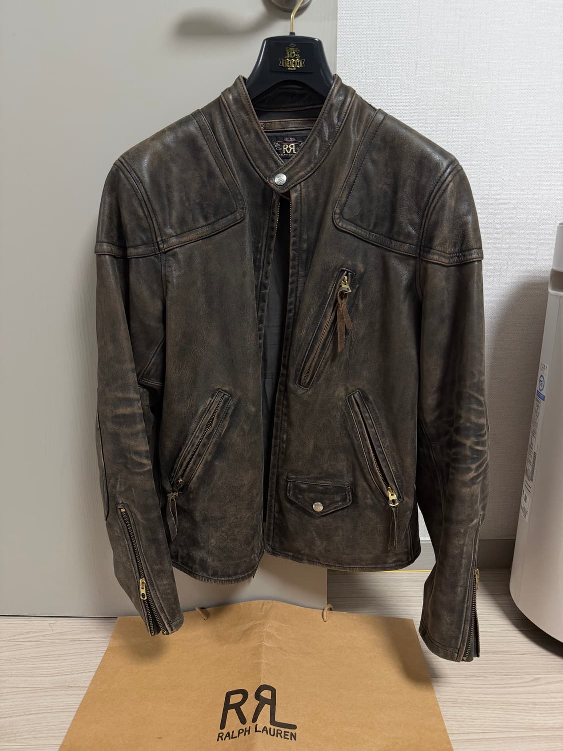 RRL 슬림 모토 가죽 자켓 M 상품이미지1