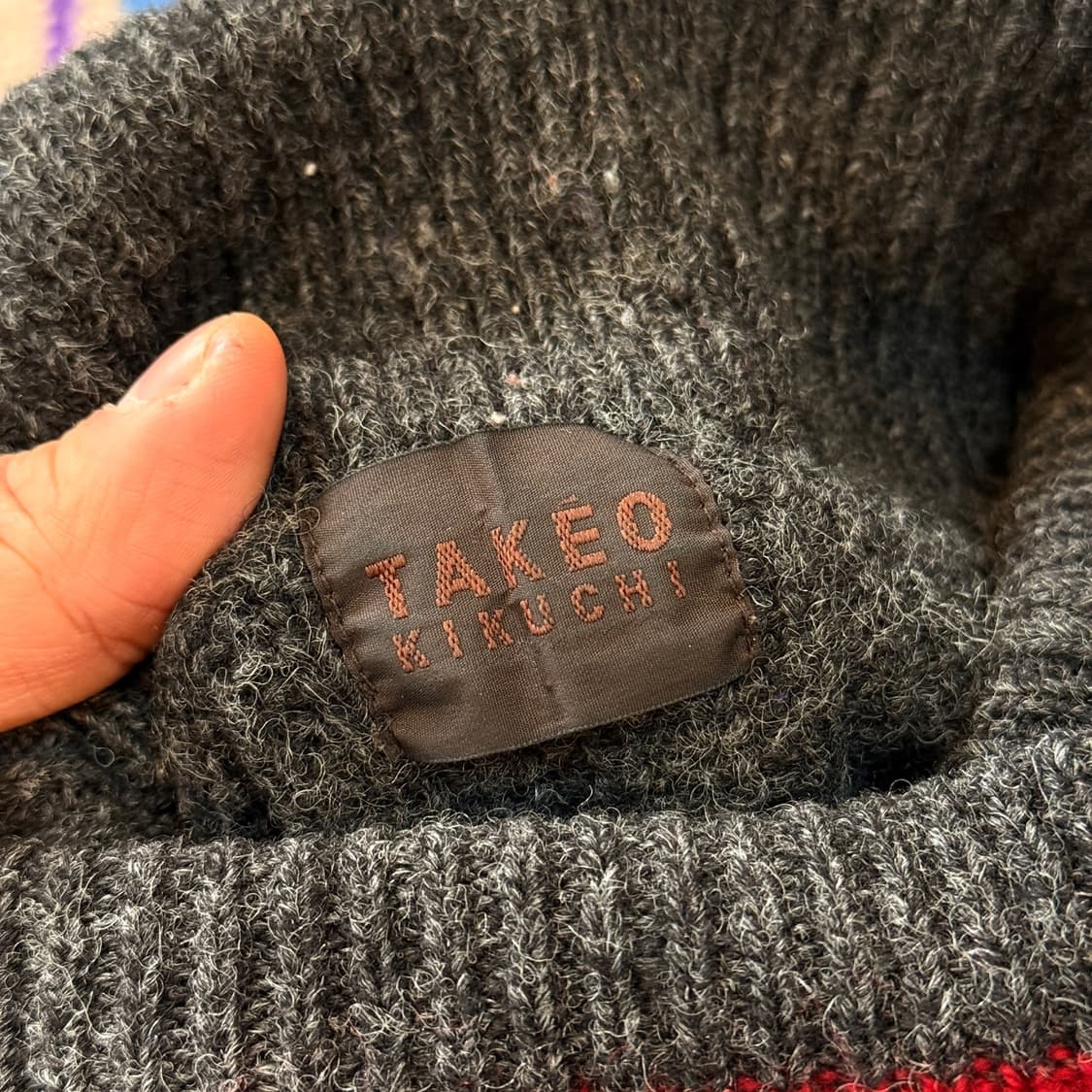 타케오 키쿠치 일본 디자이너 울 스웨터 터틀넥 레드 포인트 상품이미지6