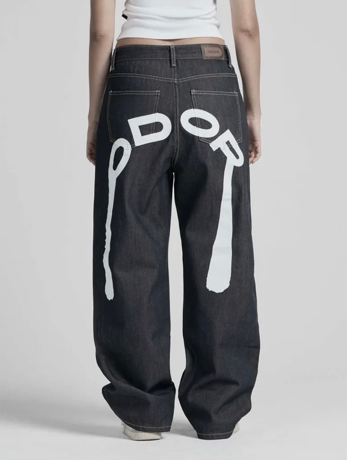ODOR Logo drop denim in white 상품이미지1
