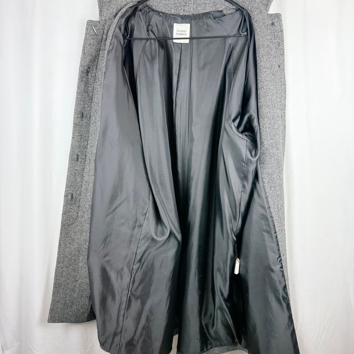 (F) 스튜디오 톰보이 해링본 발마칸 코트 그레이 상품이미지6