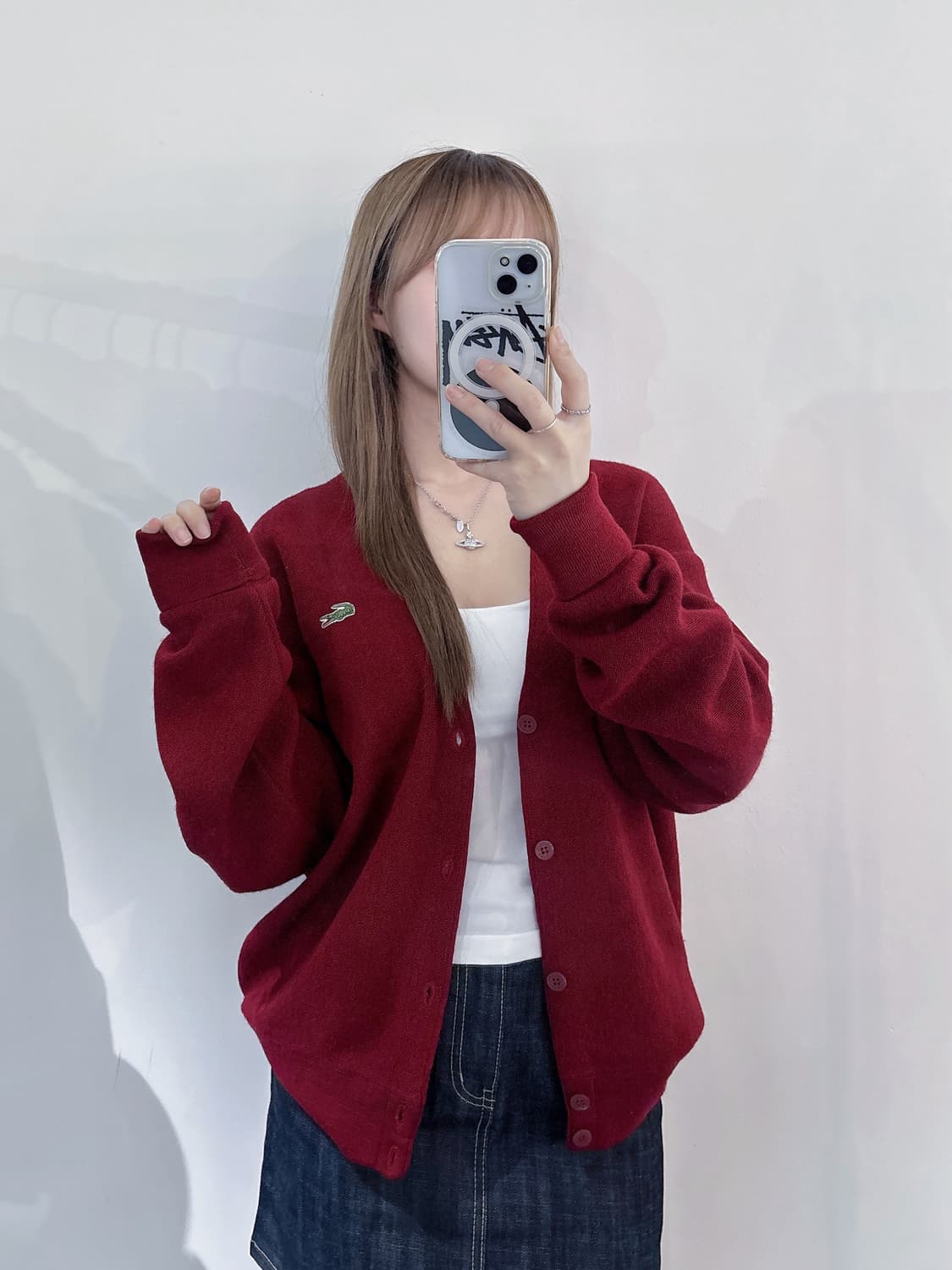 라코스테 버건디 가디건 상품이미지2