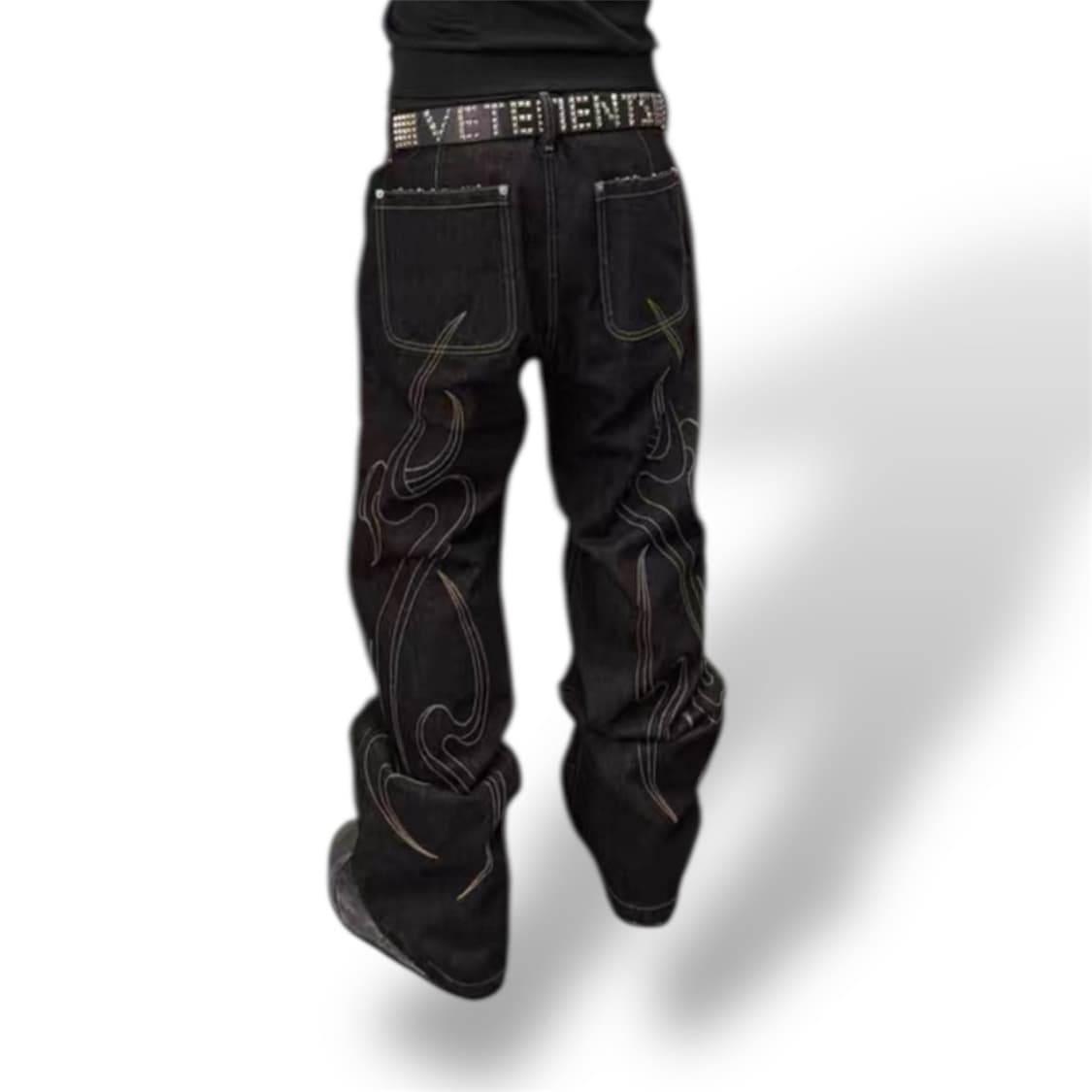 백 스티치라인 데님 주름 팬츠  상품이미지3