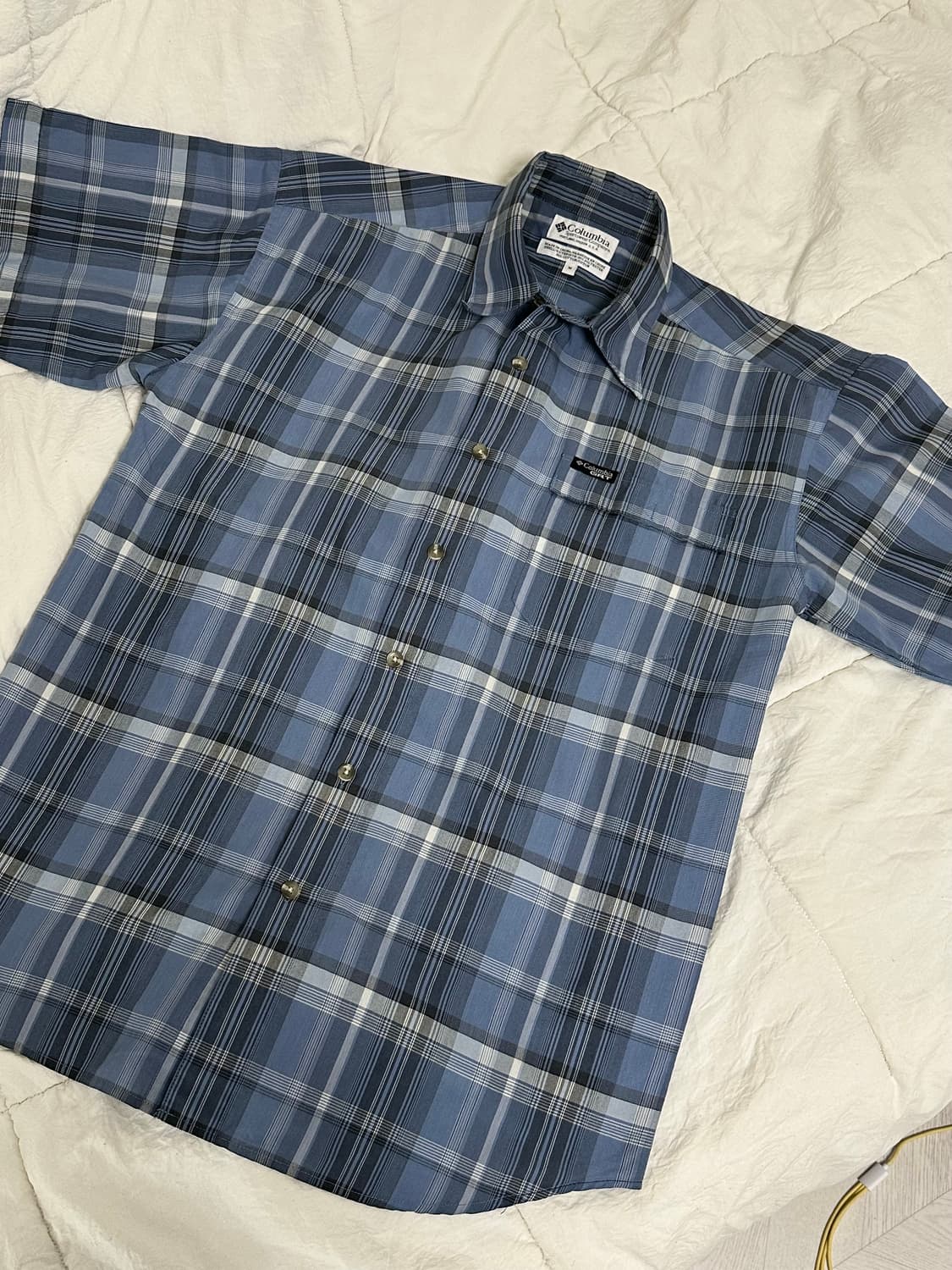 콜롬비아 체크 반팔 셔츠 라지 상품이미지1