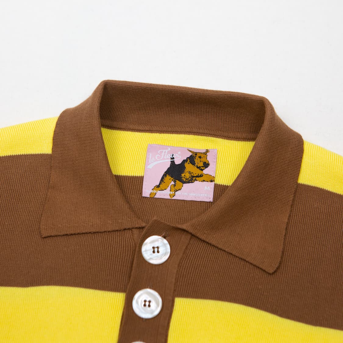 골프 르플레르 Season 2 웨이비 스트라이프 니트 폴로 셔츠 브라운 상품이미지4