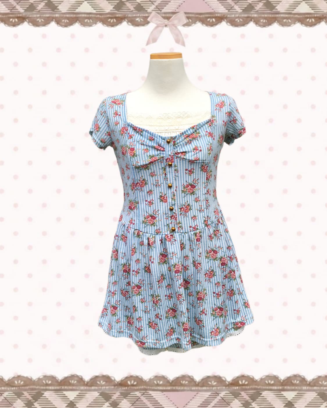 Pinky girls 스트라이프 플로럴 셋업 상품이미지2