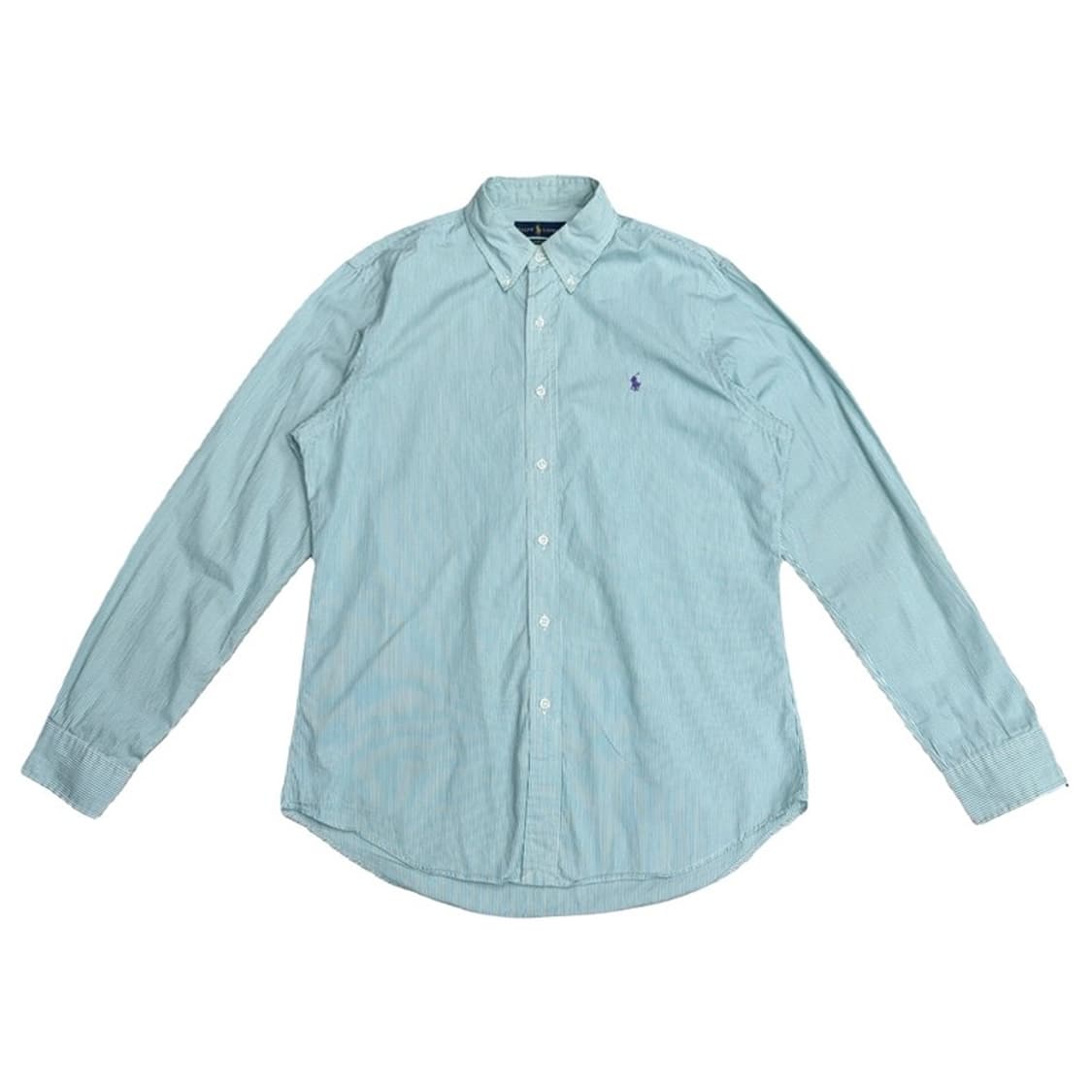 POLO 슬림핏 그린 스트라이프 셔츠 L 상품이미지1